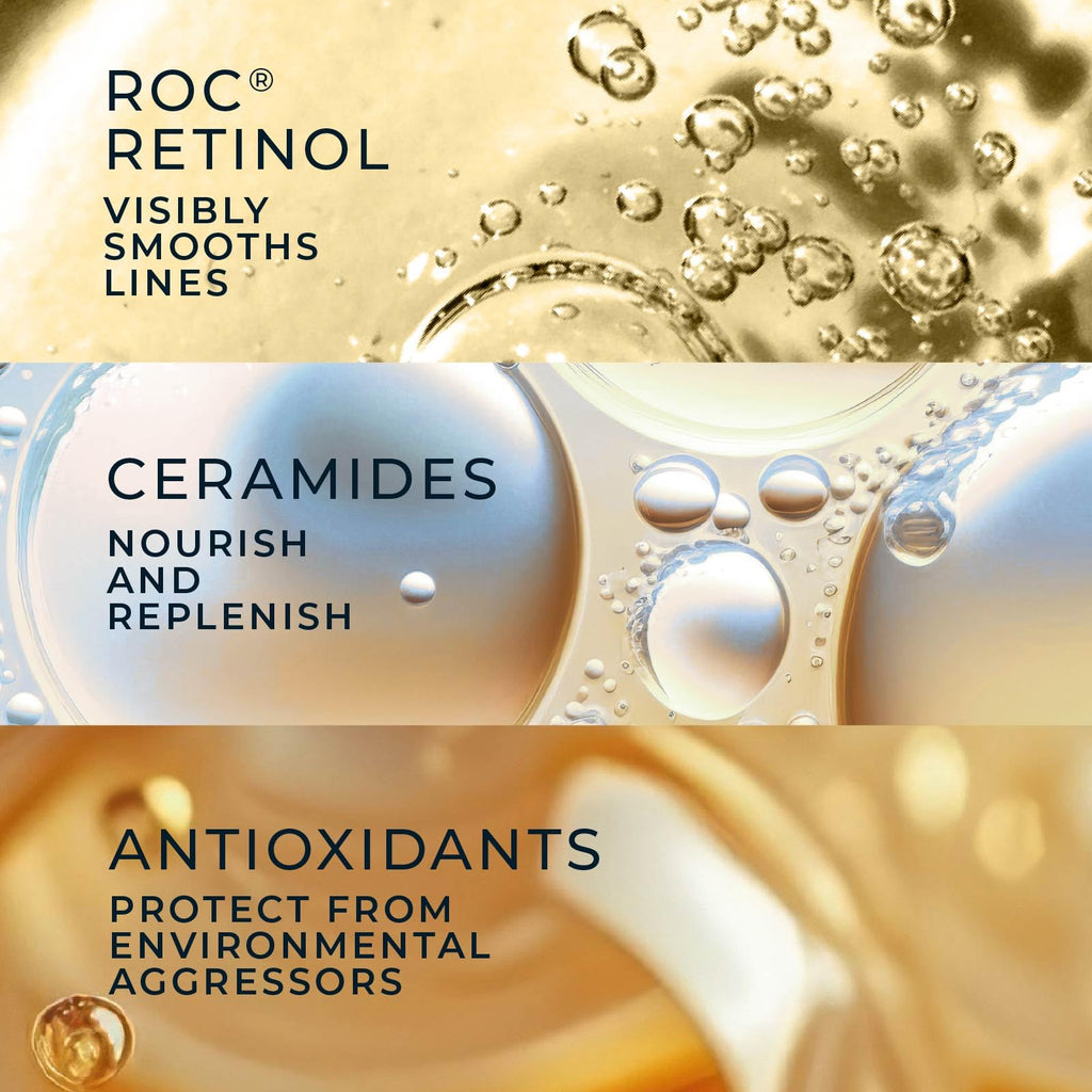 RoC Retinol Correxion Anti-Aging Wrinkle Night Serum, Retinol Serum for Face, Daily Treatment for Fine Lines, Post Acne Scars, 30 Capsules, Unscented, 0.35 Fl Oz - FENGGESTORE20