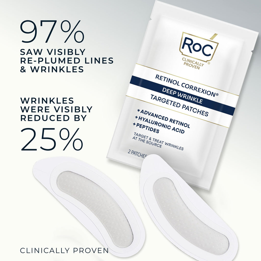 RoC Retinol Correxion Deep Wrinkle Non-Invasive Targeted Patches with Hyaluronic Acid + Firming Peptides for Forehead, 11 Lines - FENGGESTORE20