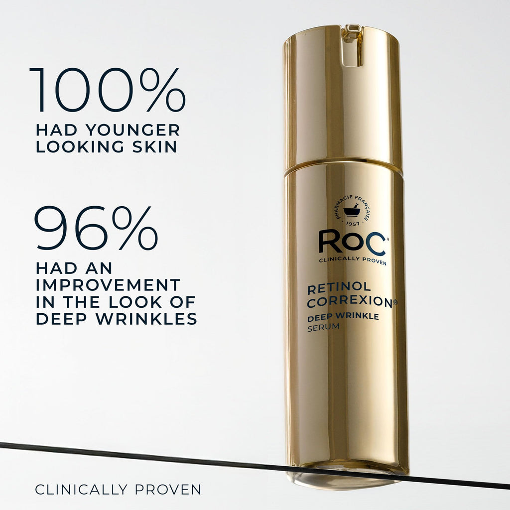 RoC Retinol Correxion Deep Wrinkle Retinol Face Serum with Ascorbic Acid, Anti-Aging Treatment for Fine Lines, Dark Spots - FENGGESTORE20