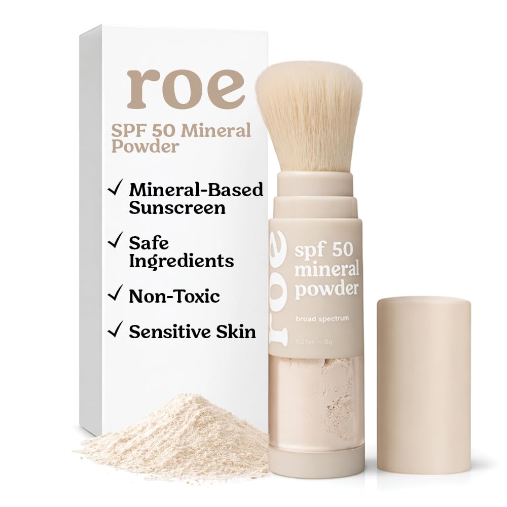Roe Wellness- Kids SPF 50 Brush On Mineral Sunscreen Powder EWG, Reef-Friendly, Easy to Apply for Kids, Babies & Parents - FENGGESTORE20
