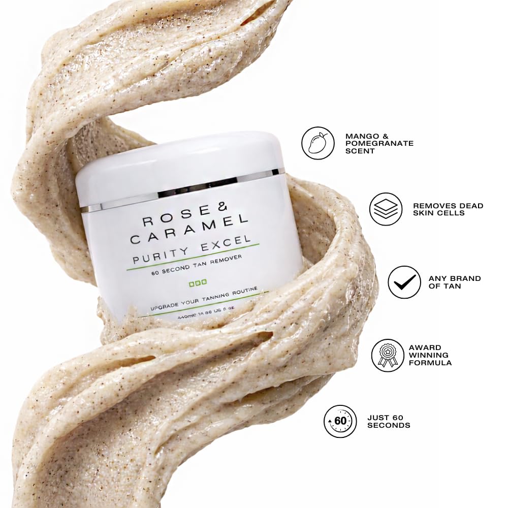 Rose & Caramel Purity Excel 60 Second Miracle Express Self Tan Remover & Exfoliating Tan Eraser Body Scrub 14.89 Fl Oz (440ml) - FENGGESTORE20