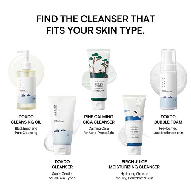 ROUND LAB 1025 Dokdo Cleanser 5.07 Fl Oz, Low pH Facial Cleanser for Sensitive Skin, Rich Soft Bubbles for Deep Cleansing and Makeup Removal - FENGGESTORE20