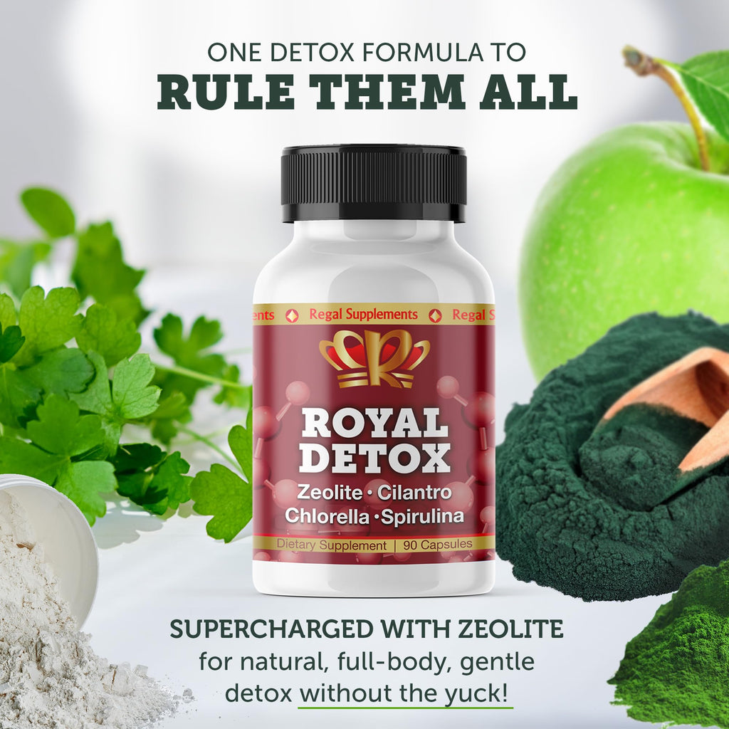 Royal Detox - All-in-One Cleanse | Zeolite, Cilantro, Chlorella, Spirulina, Apple Pectin | Full Body, Liver, Colon Detox | Supports Energy, Mood, Immunity, Gut Health, - FENGGESTORE20