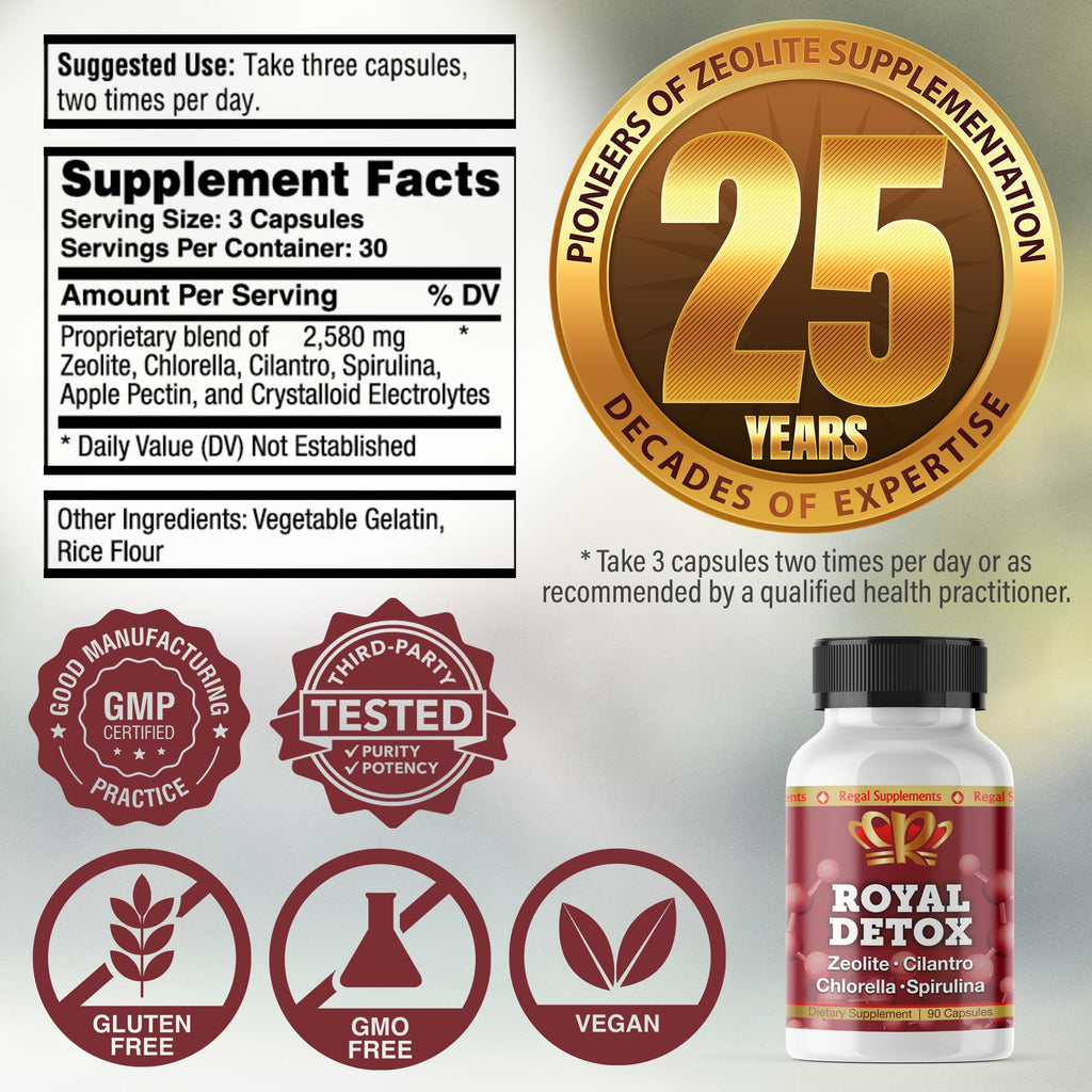 Royal Detox - All-in-One Cleanse | Zeolite, Cilantro, Chlorella, Spirulina, Apple Pectin | Full Body, Liver, Colon Detox | Supports Energy, Mood, Immunity, Gut Health, - FENGGESTORE20