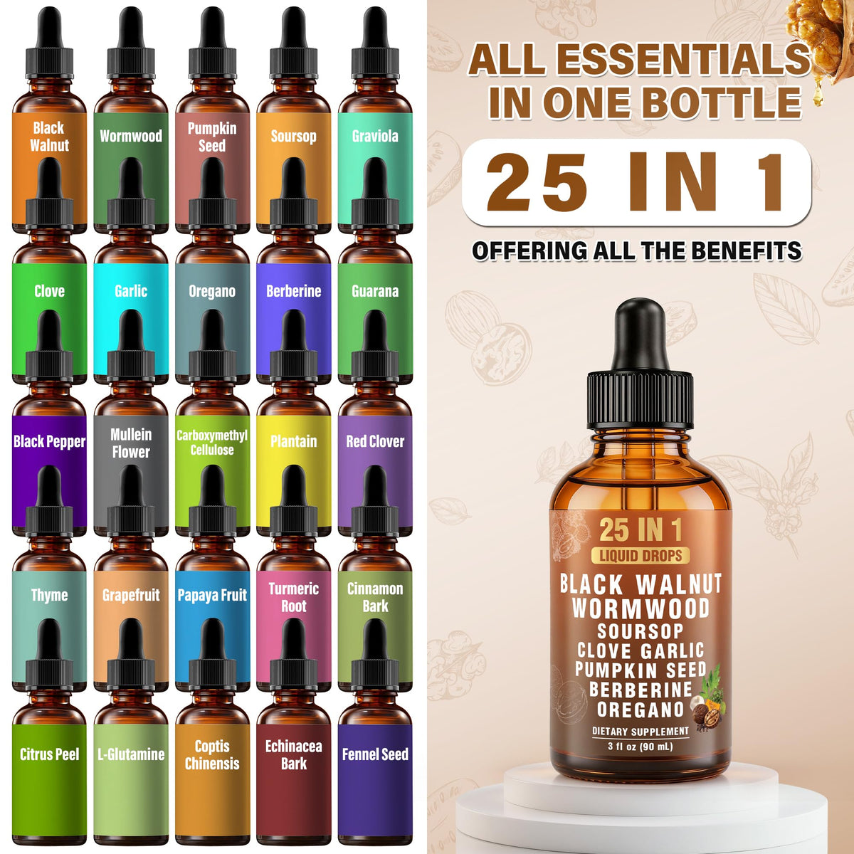 Royavita 25-in-1 Liposomal Wormwood Black Walnut Clove Parasite Cleanse with Clove, Garlic, Pumpkin Seed, Oregano & Berberine – 98% Absorption for Superior - FENGGESTORE20