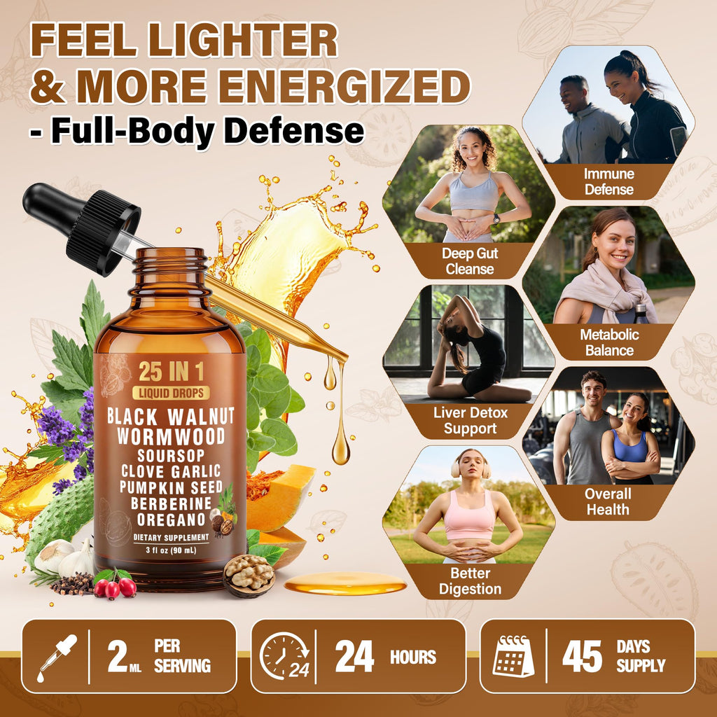 Royavita 25-in-1 Liposomal Wormwood Black Walnut Clove Parasite Cleanse with Clove, Garlic, Pumpkin Seed, Oregano & Berberine – 98% Absorption for Superior - FENGGESTORE20