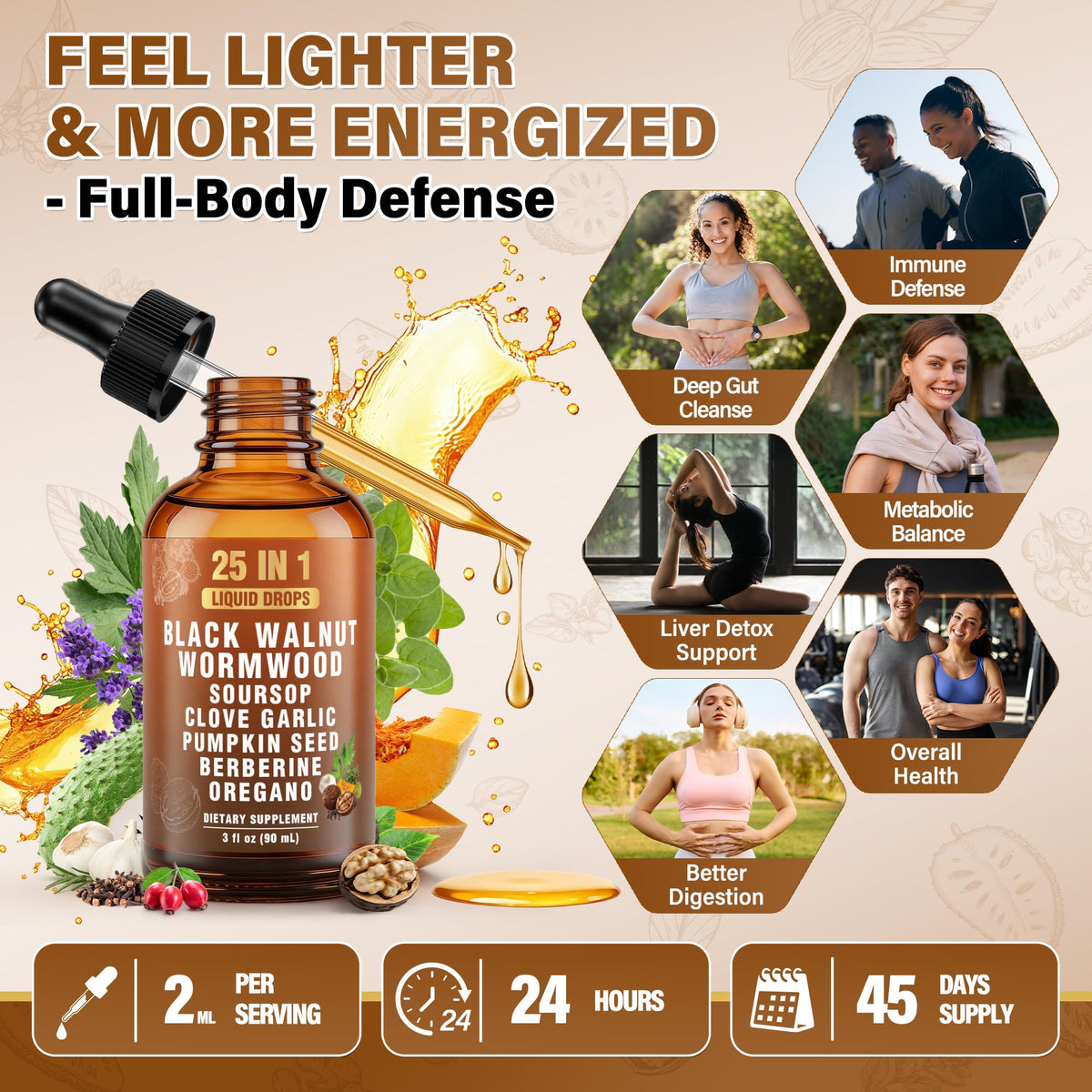 Royavita 25-in-1 Liposomal Wormwood Black Walnut Clove Parasite Cleanse with Clove, Garlic, Pumpkin Seed, Oregano & Berberine – 98% Absorption for Superior - FENGGESTORE20