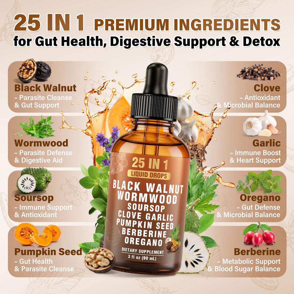 Royavita 25-in-1 Liposomal Wormwood Black Walnut Clove Parasite Cleanse with Clove, Garlic, Pumpkin Seed, Oregano & Berberine – 98% Absorption for Superior - FENGGESTORE20