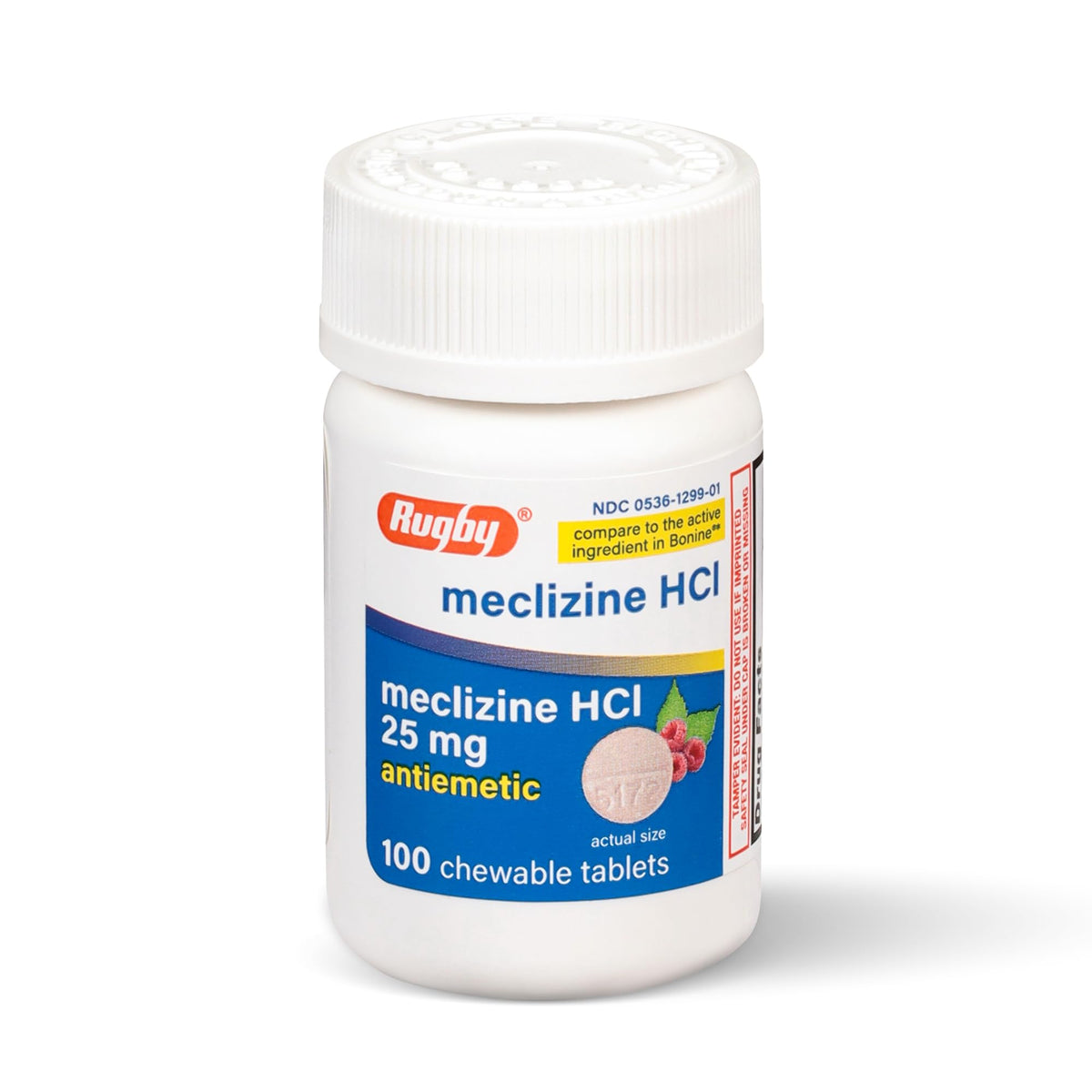 Rugby Meclizine Chewable Tablets 25mg - Anti-Nausea Medicine Helps with Motion Sickness - 100 Count (1 Pack) - FENGGESTORE20