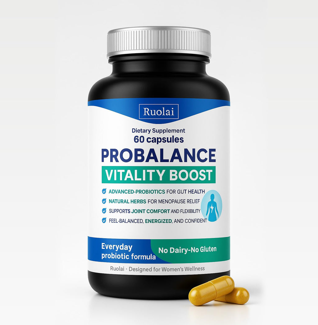 Ruolai ProBalance Probiotics for Women 68B CFU – Menopause, Bloat & Belly Support – Turmeric & Moringa - FENGGESTORE20