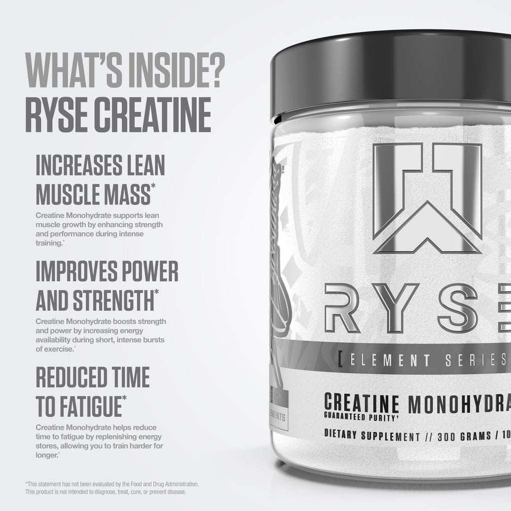 RYSE Creatine Monohydrate Powder - Unflavored - Supports Men & Women Lean Muscle Growth, Strength, Power, and Endurance - Helps Reduce Fatigue - FENGGESTORE20