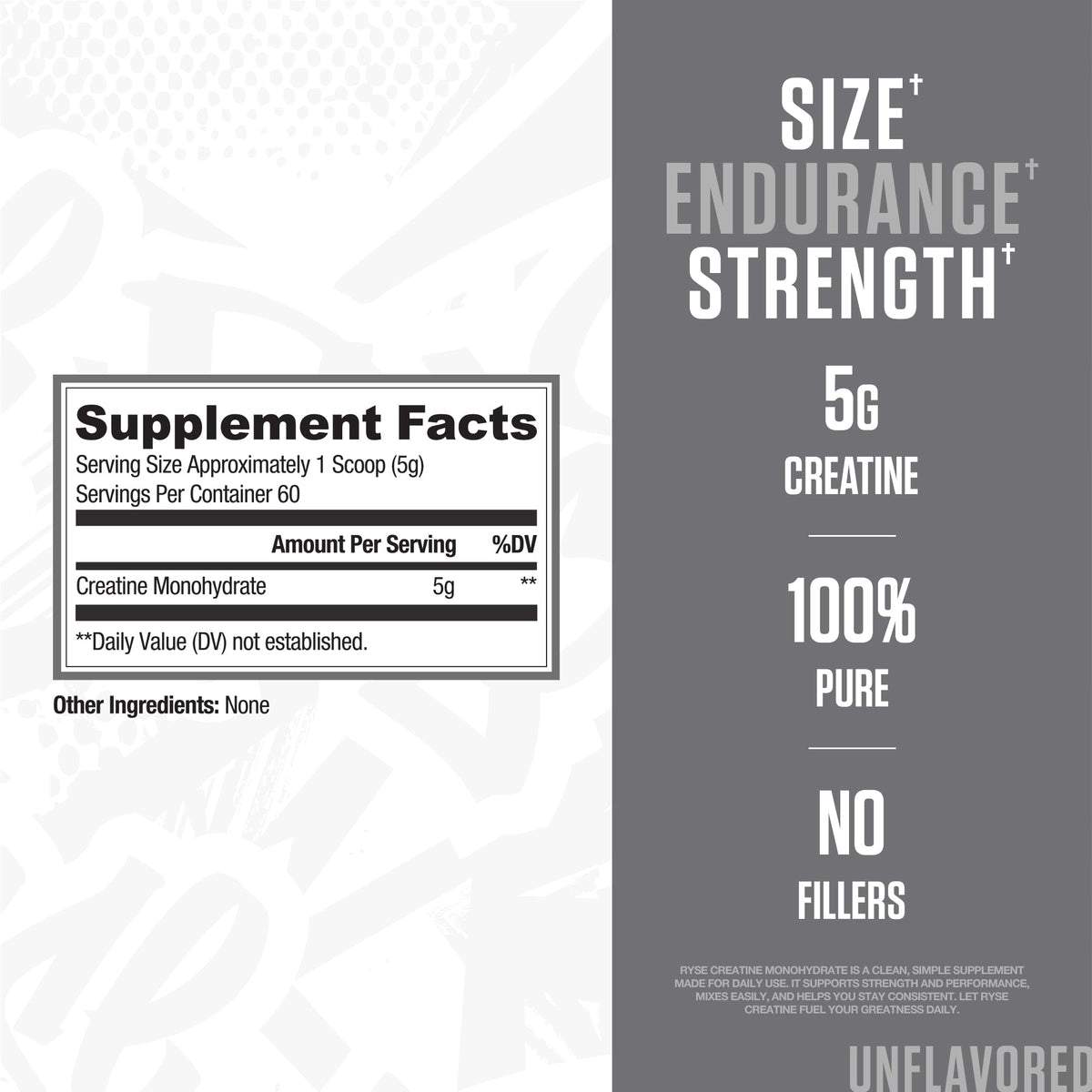 RYSE Creatine Monohydrate Powder - Unflavored - Supports Men & Women Lean Muscle Growth, Strength, Power, and Endurance - Helps Reduce Fatigue - FENGGESTORE20
