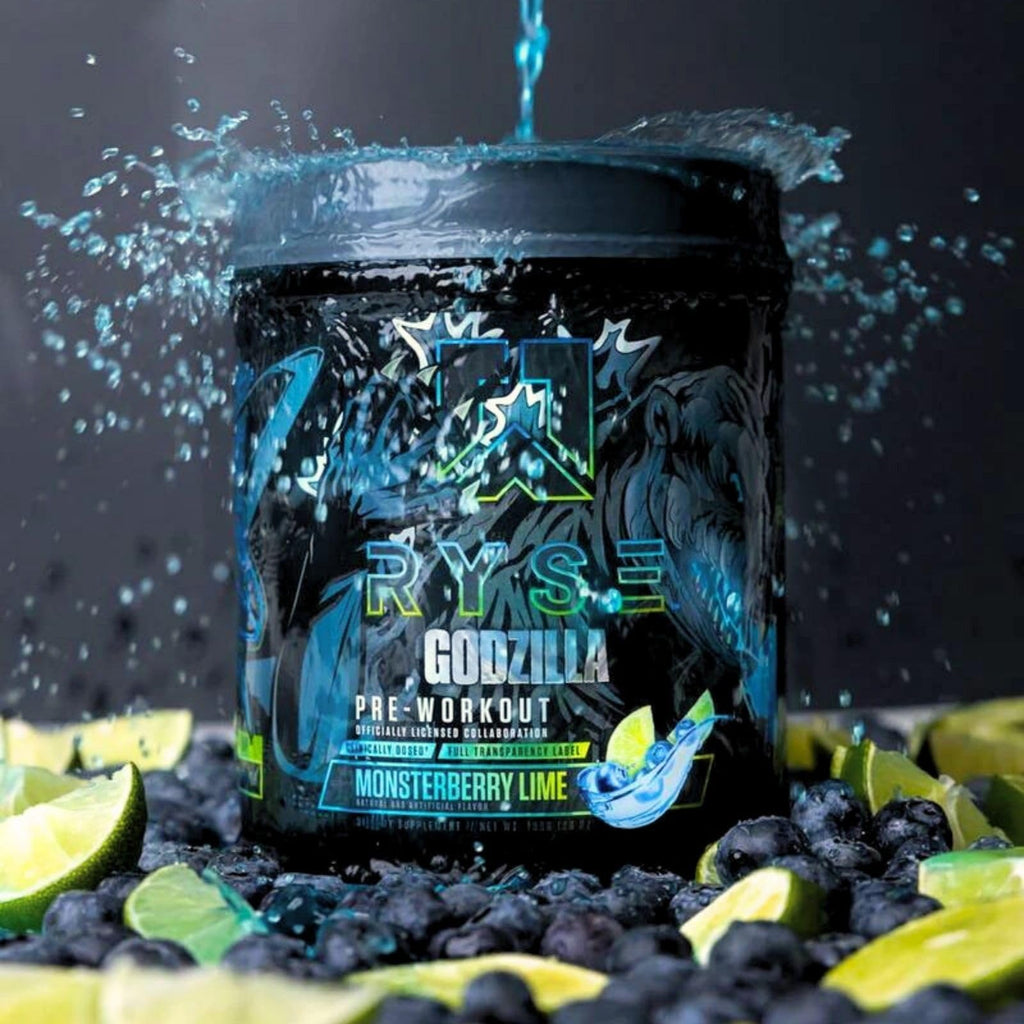 RYSE Godzilla X Noel Deyzel Pre Workout Powder - Monsterberry Lime - 400mg Caffeine, High Stim Pre-Workout for Men & Women with Citrulline & Beta Alanine - Energy, Pump & Focus - 20/40 Servings - FENGGESTORE20