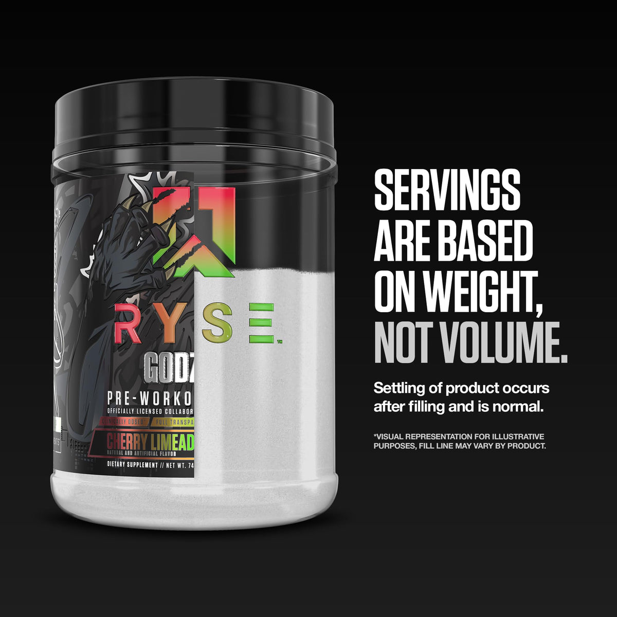 RYSE Godzilla X Noel Deyzel Pre Workout Powder - Monsterberry Lime - 400mg Caffeine, High Stim Pre-Workout for Men & Women with Citrulline & Beta Alanine - Energy, Pump & Focus - 20/40 Servings - FENGGESTORE20