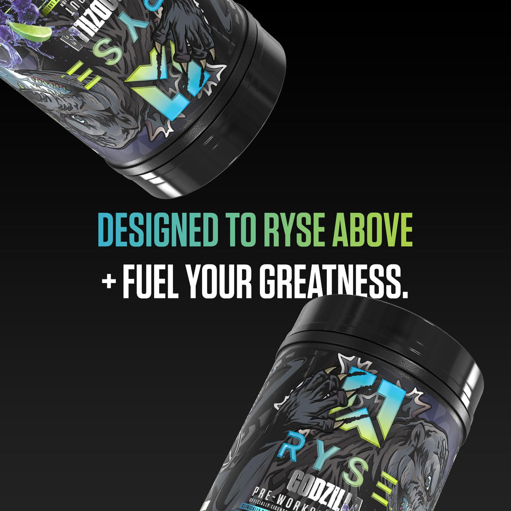 RYSE Godzilla X Noel Deyzel Pre Workout Powder - Monsterberry Lime - 400mg Caffeine, High Stim Pre-Workout for Men & Women with Citrulline & Beta Alanine - Energy, Pump & Focus - 20/40 Servings - FENGGESTORE20