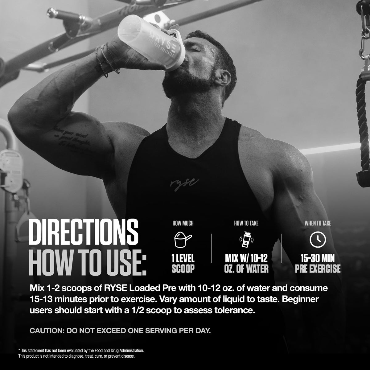 RYSE Loaded Pre Workout Powder - Strawberry Squeeze - Daily Pre-Workout for Men & Women with 390mg Caffeine, Beta Alanine, and Citrulline for Pump - FENGGESTORE20