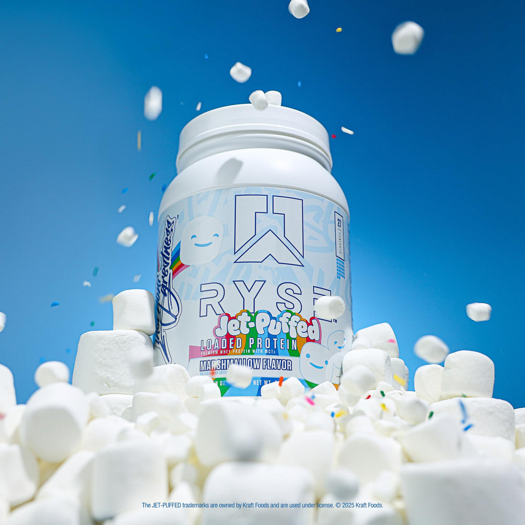 RYSE Loaded Protein Powder - Jet-Puffed Marshmallow - 25g Whey Protein Isolate & Concentrate with Prebiotic Fiber & MCTs - Low Carb, Low Sugar, Digestive-Friendly - 27 Servings / 2 lb Tub - FENGGESTORE20
