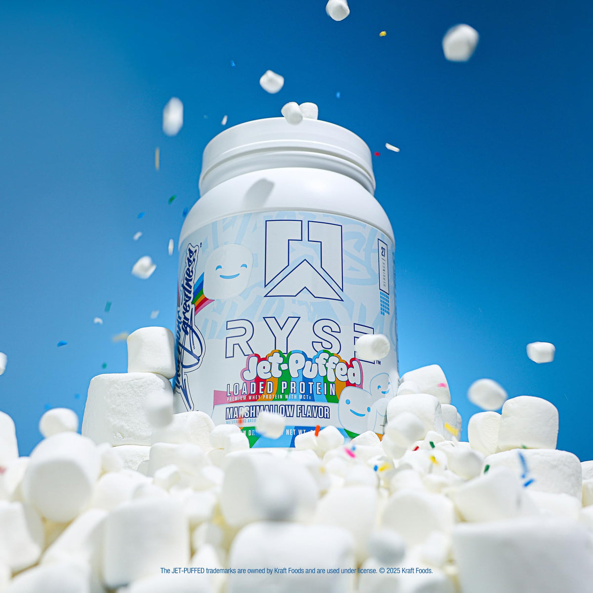 RYSE Loaded Protein Powder - Jet-Puffed Marshmallow - 25g Whey Protein Isolate & Concentrate with Prebiotic Fiber & MCTs - Low Carb, Low Sugar, Digestive-Friendly - 27 Servings / 2 lb Tub - FENGGESTORE20