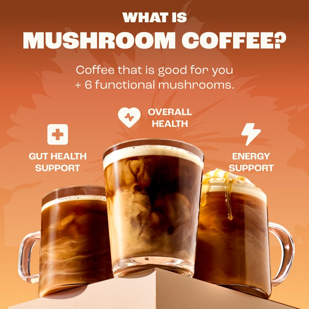 RYZE SUPERFOODS Mushroom Medium Roast Coffee USDA Organic with 6 Adaptogenic Mushrooms, USA Grown Instant Coffee for Better Energy - FENGGESTORE20