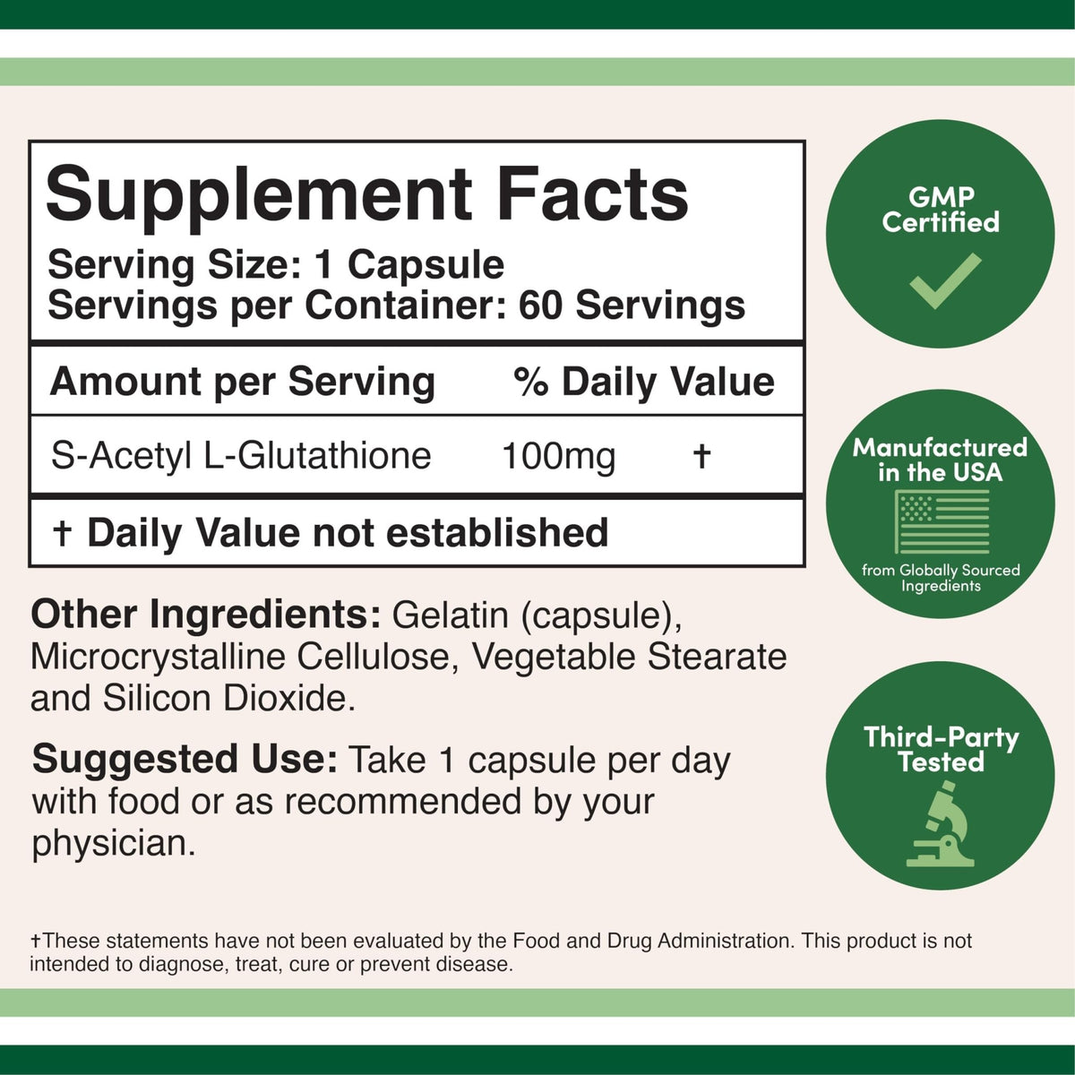 S-Acetyl L-Glutathione Capsules - 100mg, 60 Count (Acetylated Glutathione Antioxidant - More Absorbable Than Glutathione and Liposomal Glutathione, Non-GMO and Gluten Free) by Double Wood - FENGGESTORE20