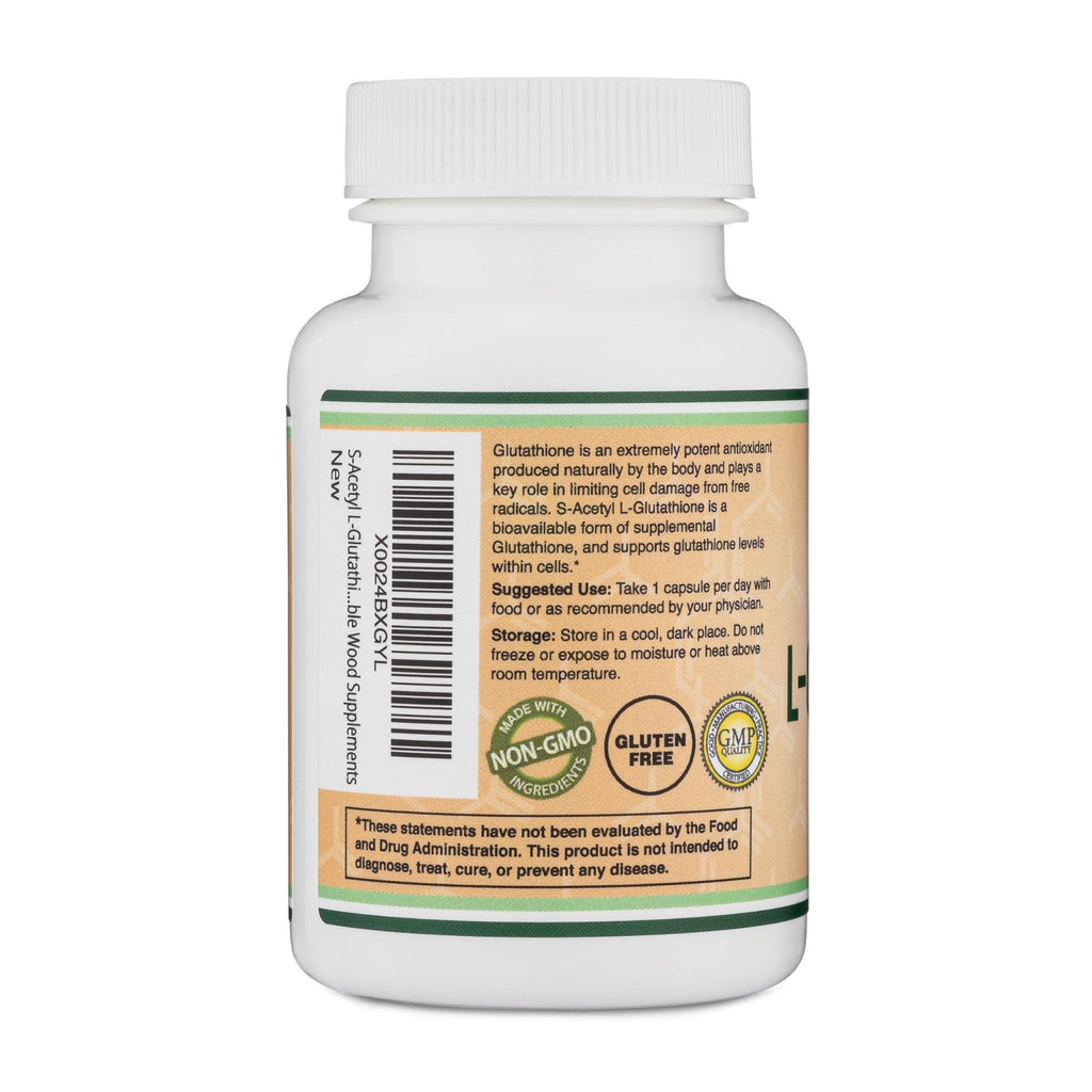 S-Acetyl L-Glutathione Capsules - 100mg, 60 Count (Acetylated Glutathione Antioxidant - More Absorbable Than Glutathione and Liposomal Glutathione, Non-GMO and Gluten Free) by Double Wood - FENGGESTORE20