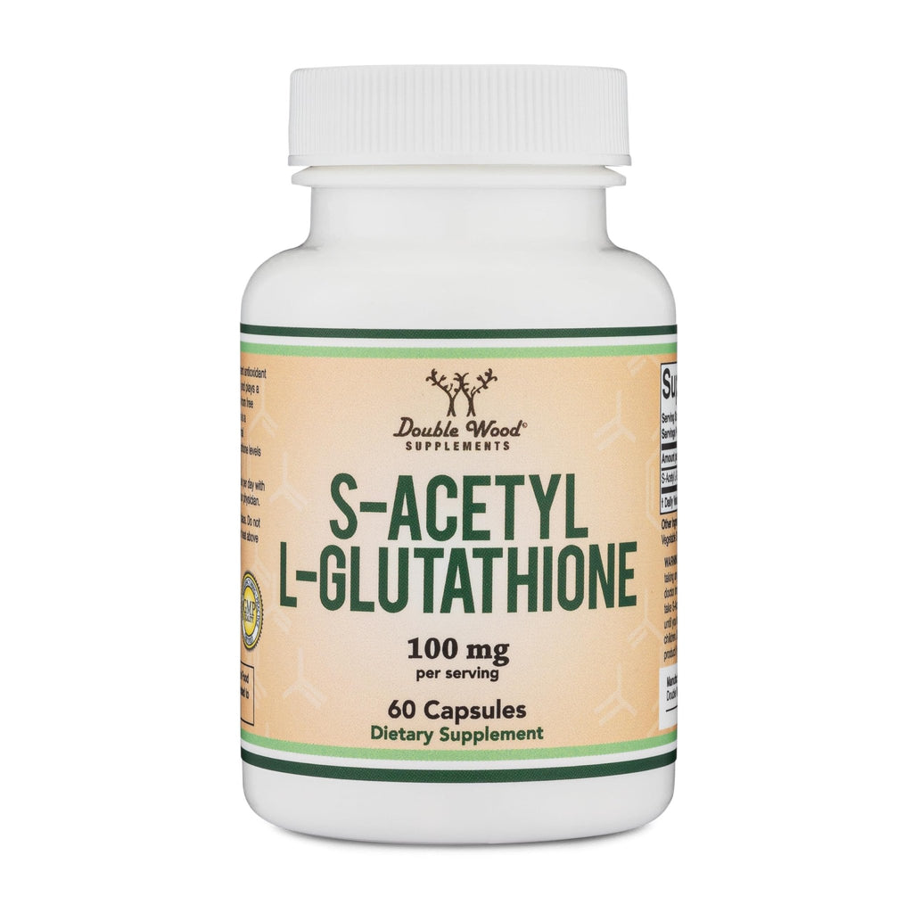 S-Acetyl L-Glutathione Capsules - 100mg, 60 Count (Acetylated Glutathione Antioxidant - More Absorbable Than Glutathione and Liposomal Glutathione, Non-GMO and Gluten Free) by Double Wood - FENGGESTORE20