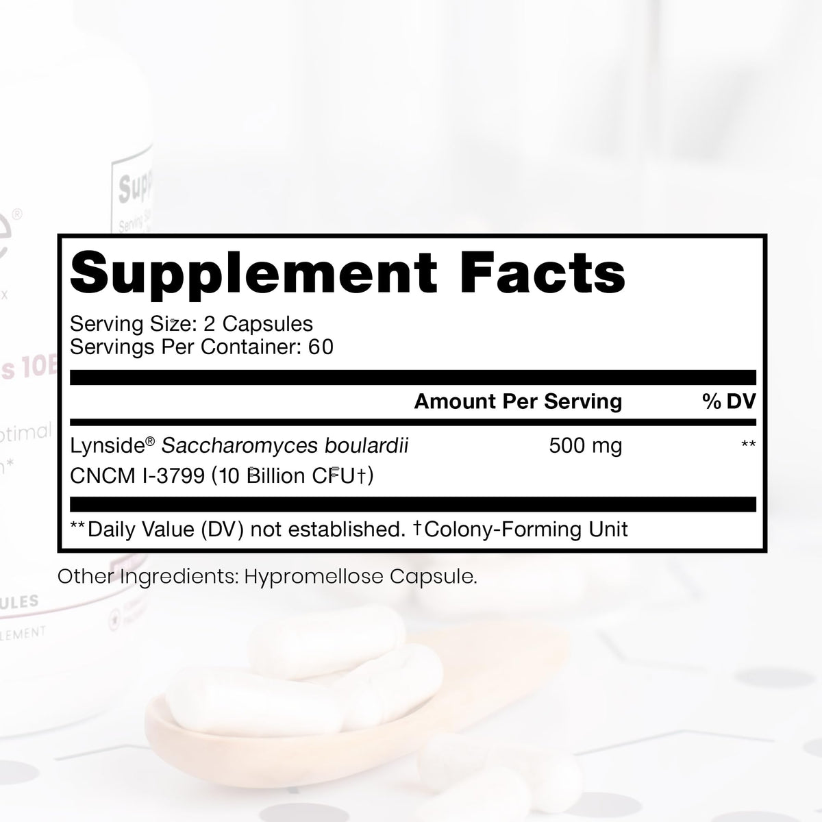 Saccharomyces Boulardii Probiotics 10 Billion CFU Made in USA | No Fillers Patented Strain: Lynside CNCM I-3799 Probiotics for Men and Women - FENGGESTORE20
