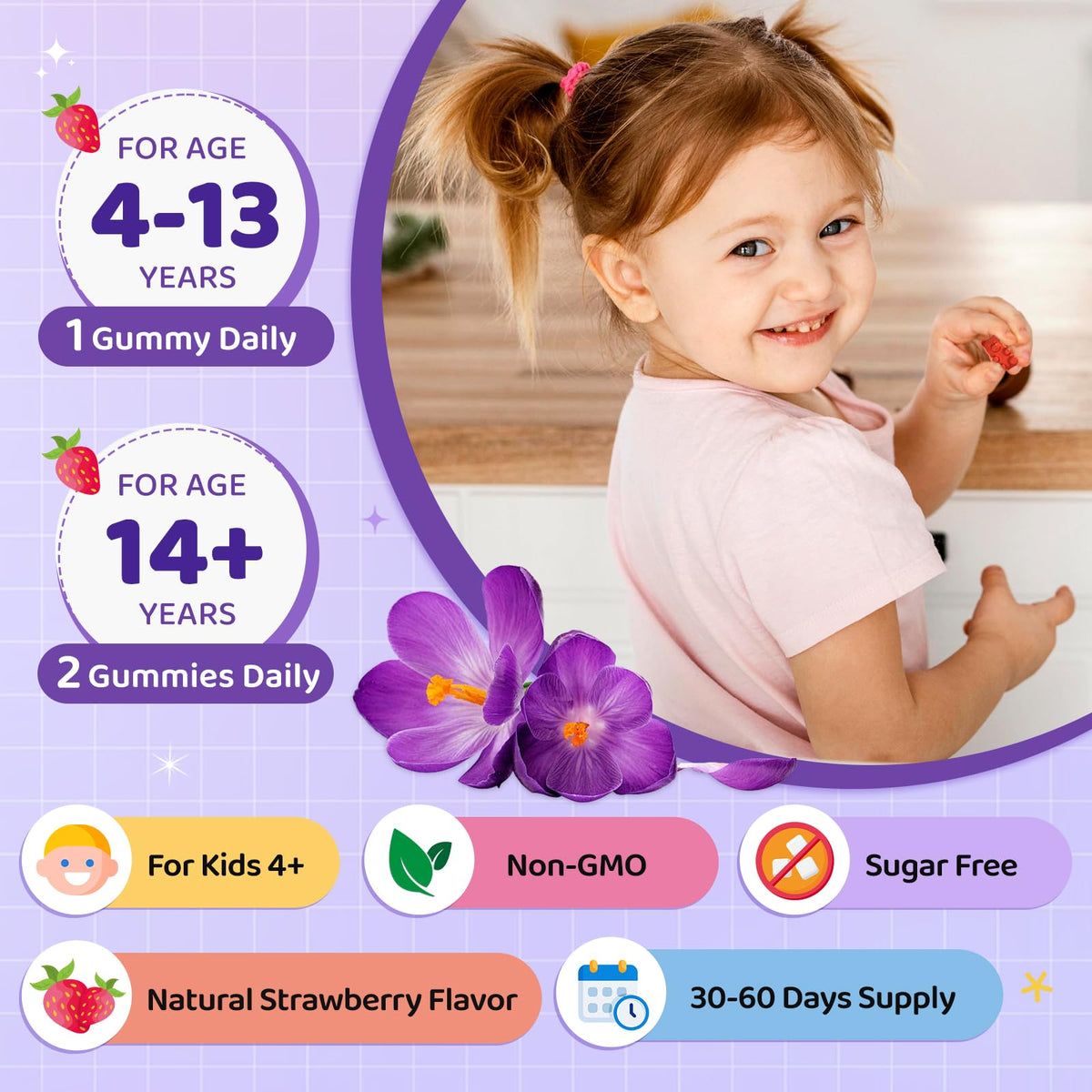 Saffron Gummies for Kids & Adults, 20-in-1 Saffron Supplements with 88.5mg Saffron Extract, B6, B12, C, D3, Magnesium for Calm, Focus, Nerve, Sugar Free, Vegan - FENGGESTORE20