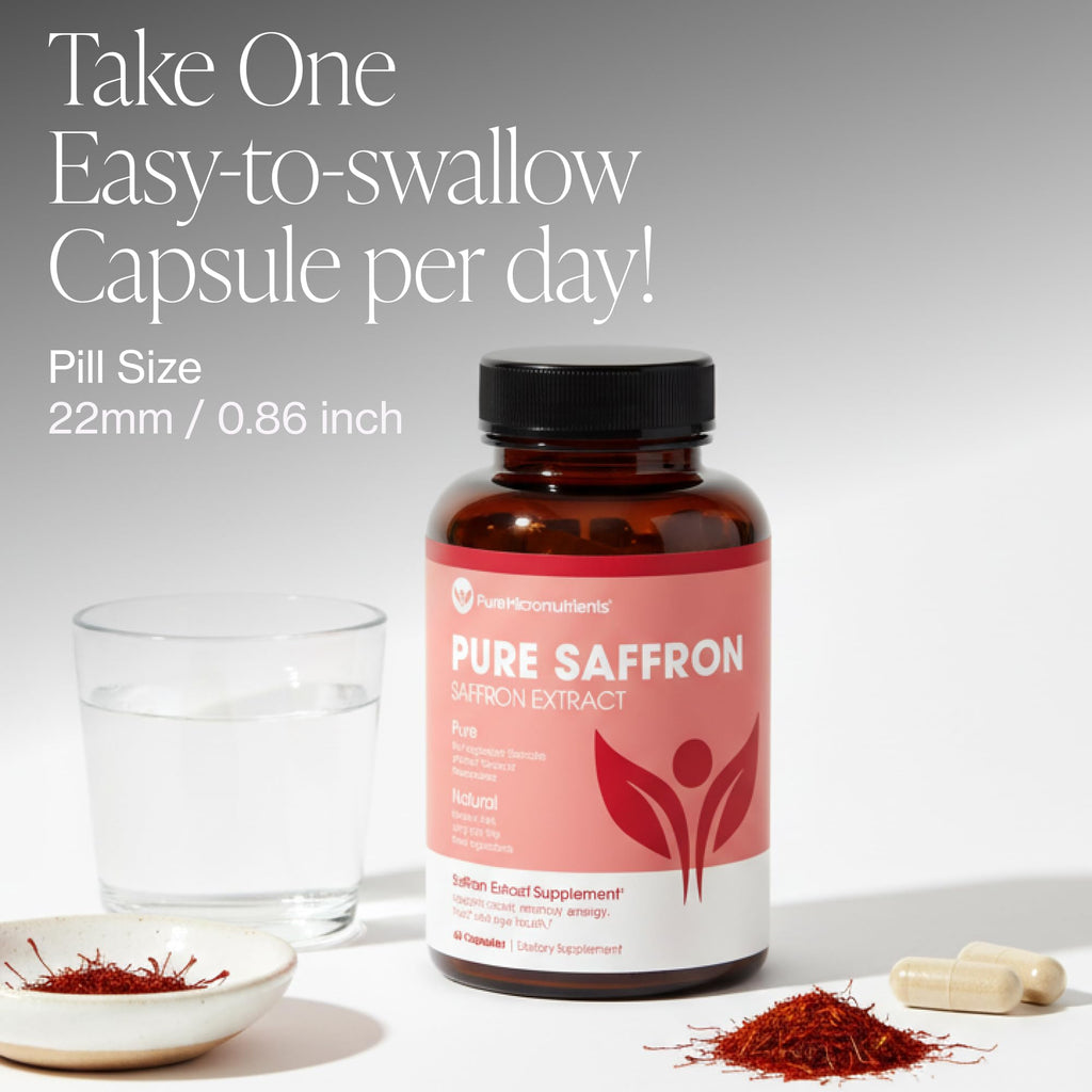 Saffron Supplements - 100% Pure Saffron Extract Capsules - Boost Energy & Mood, Support Eye & Heart Health - FENGGESTORE20