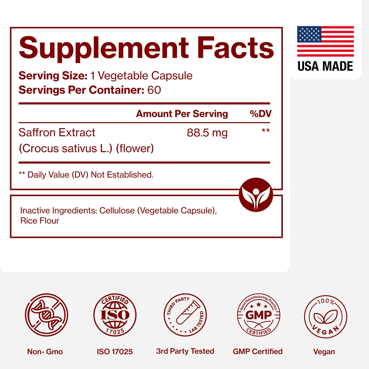 Saffron Supplements - 100% Pure Saffron Extract Capsules - Boost Energy & Mood, Support Eye & Heart Health - FENGGESTORE20