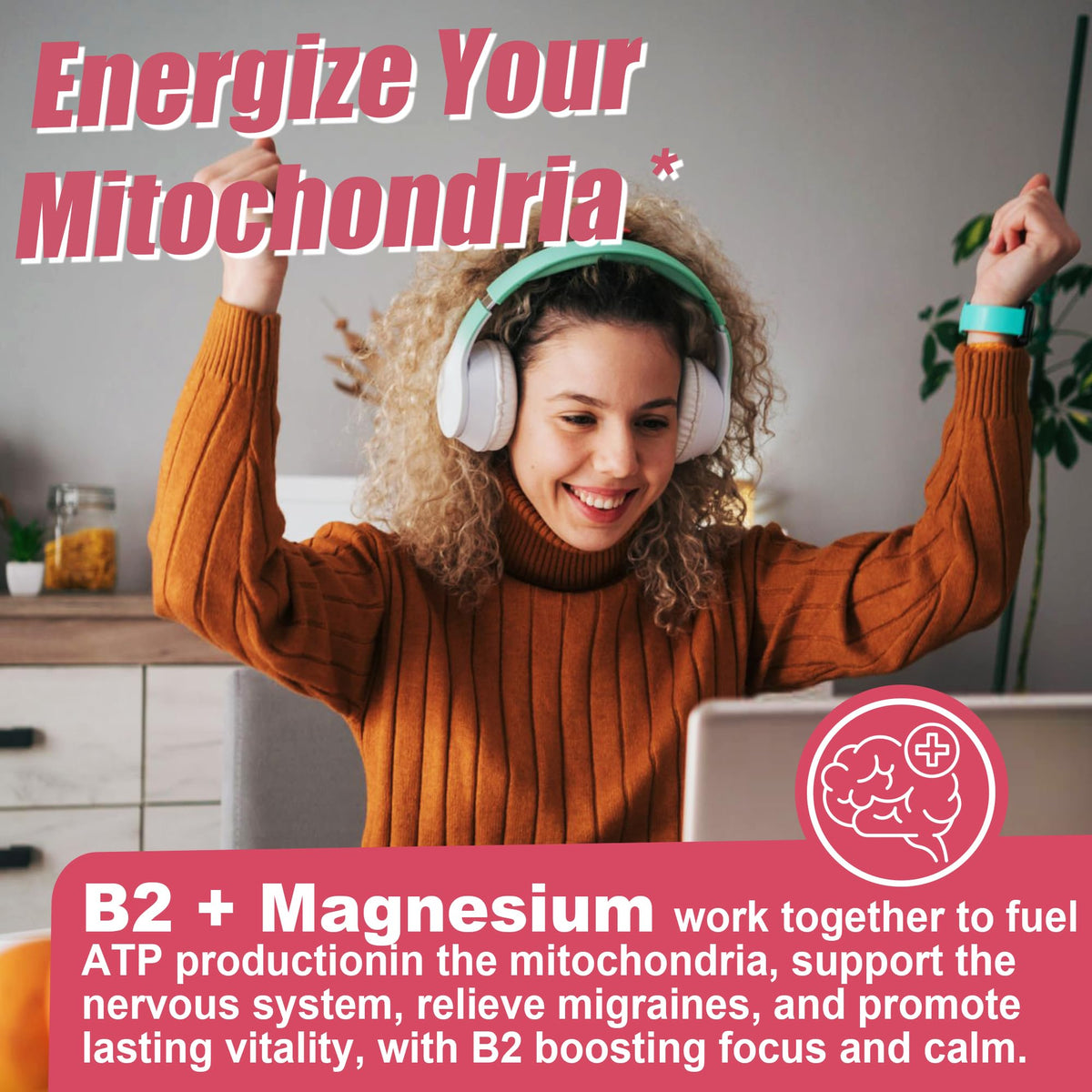 Safgumjel Vitamin B2 Gummies | Riboflavin 400mg with Magnesium & CoQ10 for Migraine Relief & Headache Relief | Sugar Free, Vegan, Strawberry Flavor, 60 Count - FENGGESTORE20