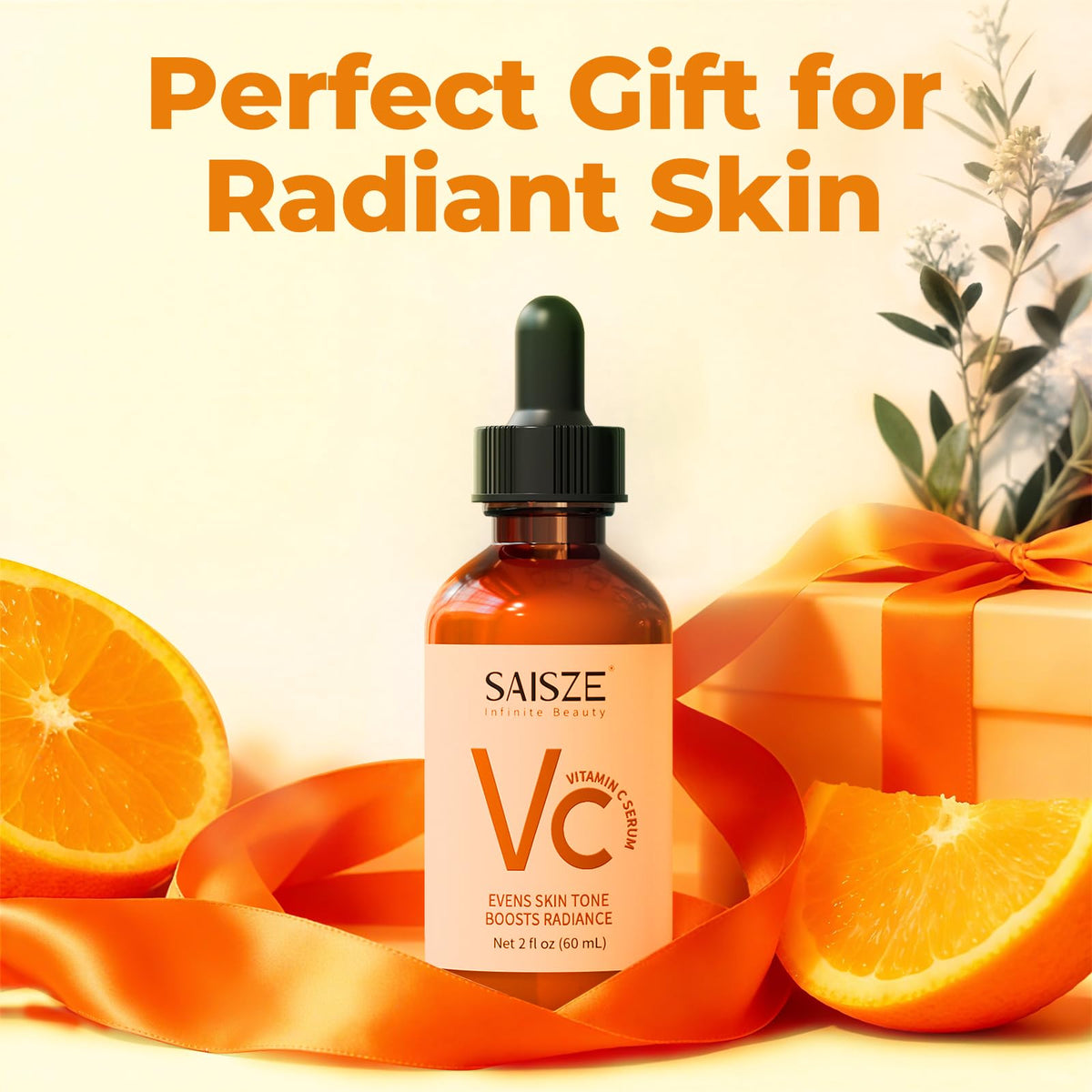 SAISZE Vitamin C Serum for Face, Facial Serum for Dark Spot, Skin Care Gifts for Women, Mothers Day gifts, Anti Aging with Vitamin C, Hyaluronic Acid, 60ml - FENGGESTORE20