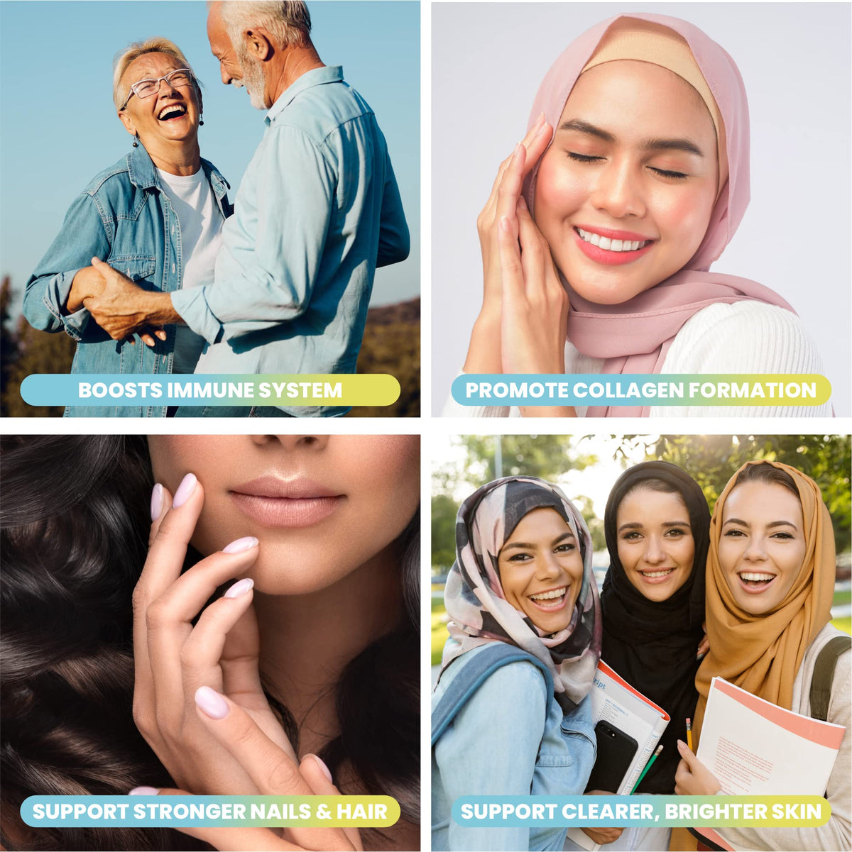 Sakoon nutrition Halal Collagen Gummies for Women and Men - Anti Aging, Hair Growth, Skin Care & Strong Nails Protein Collagen Supplements - Non-GMO, Gluten Free - Made in USA - FENGGESTORE20
