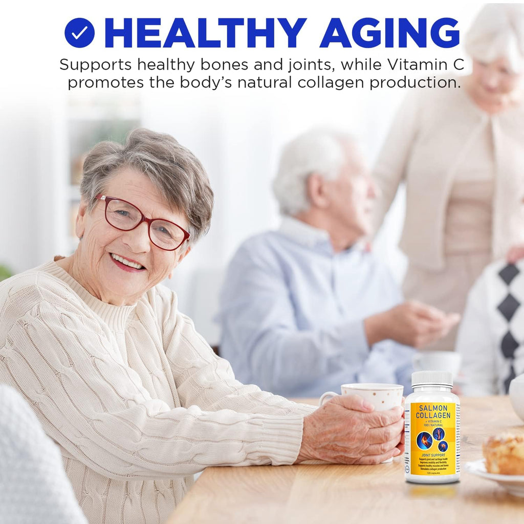 Salcoll Premium Marine Collagen Capsules, 120 Count, Fish Collagen Supplement for Joint Support, Skin, Hair & Nails - FENGGESTORE20