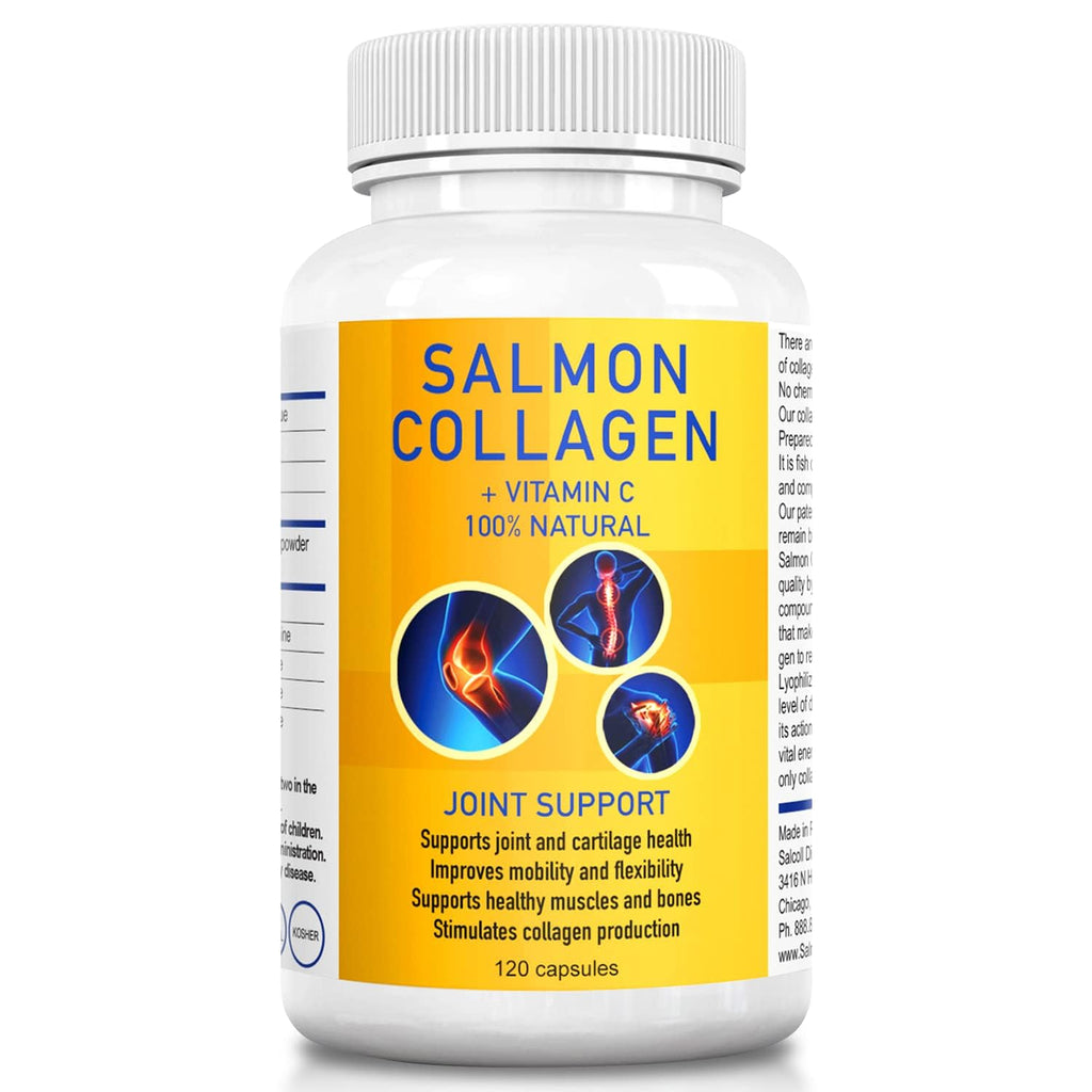 Salcoll Premium Marine Collagen Capsules, 120 Count, Fish Collagen Supplement for Joint Support, Skin, Hair & Nails - FENGGESTORE20