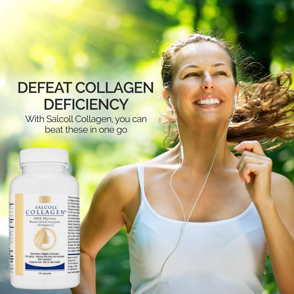 Salcoll Premium Marine Collagen Capsules, 120 Count, Fish Collagen Supplement for Joint Support, Skin, Hair & Nails - FENGGESTORE20