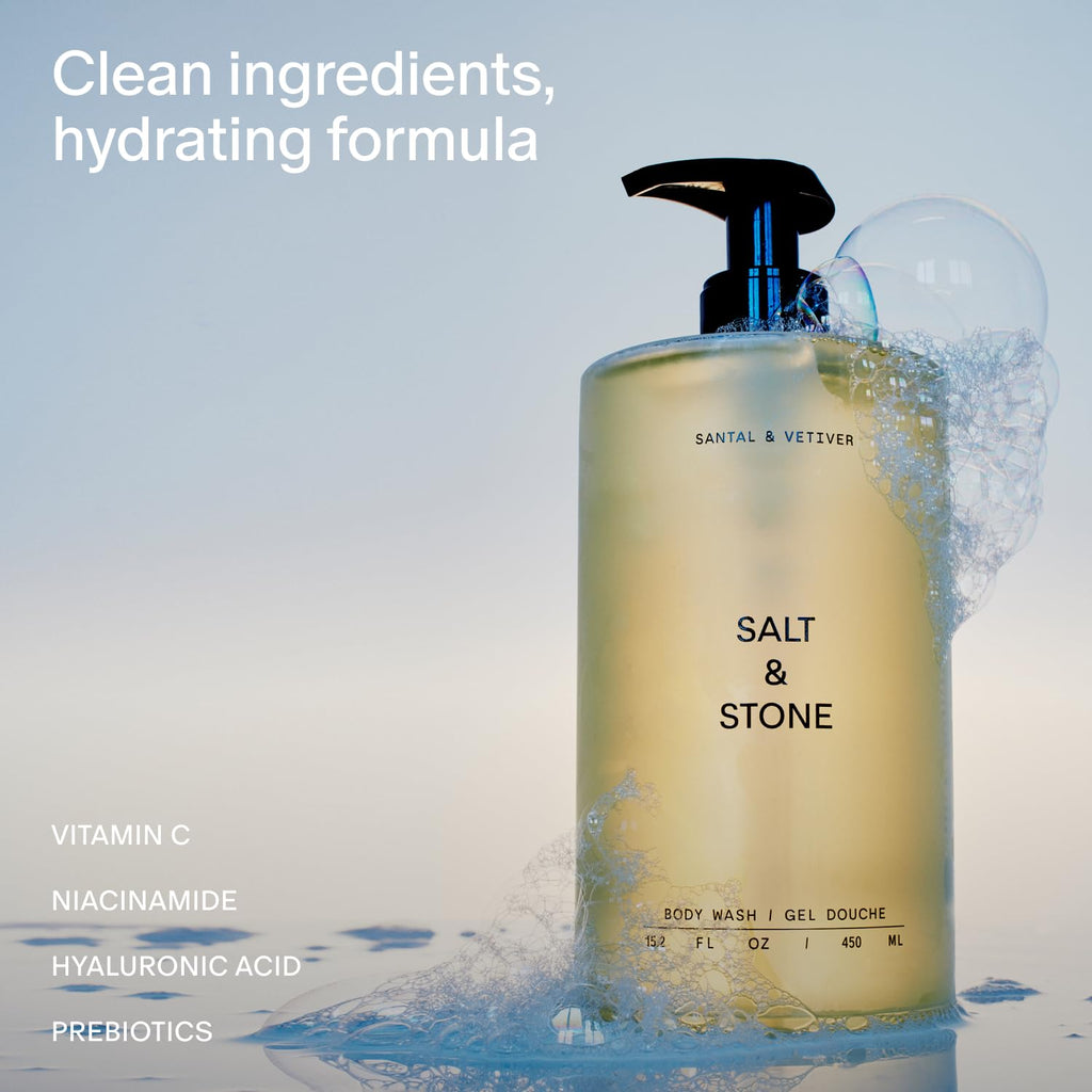 Salt & Stone Body Wash with Antioxidants for Deep Moisture | For Women & Men, Sulfate - FENGGESTORE20