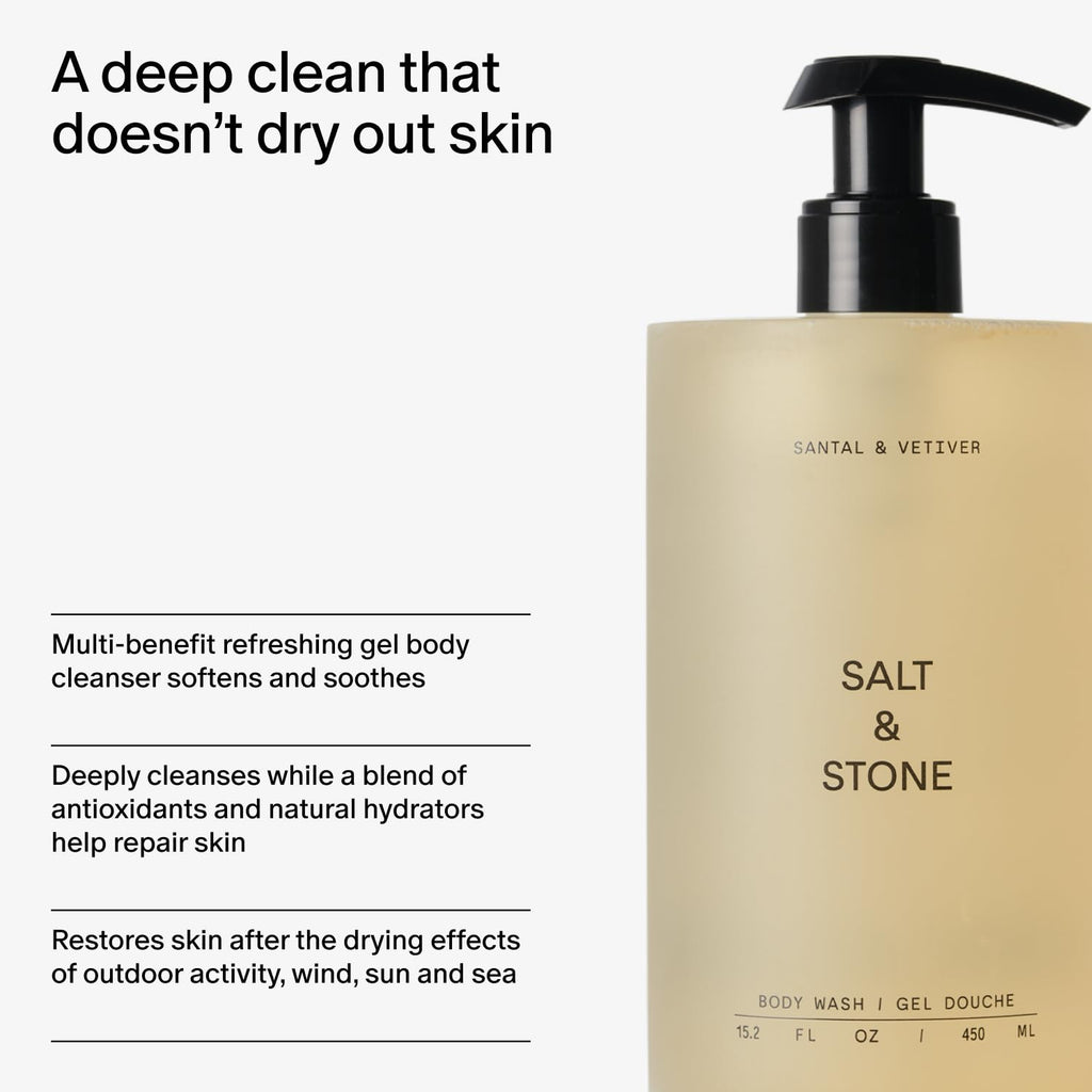 Salt & Stone Body Wash with Antioxidants for Deep Moisture | For Women & Men, Sulfate - FENGGESTORE20