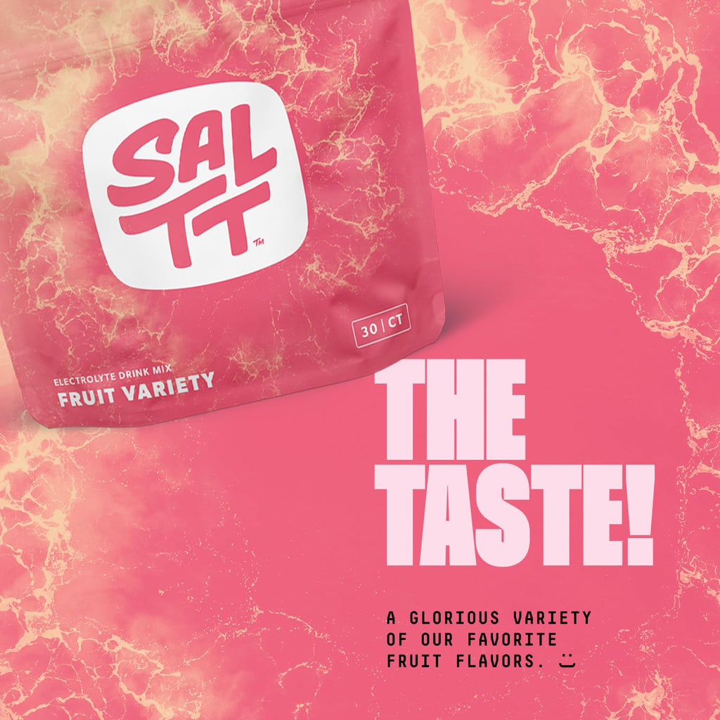 SALTT Electrolytes Powder Packets, Fruit Variety Pack (30 Packets) - Magnesium, Potassium, Sodium, Trace Minerals - Vegan, Sugar Free, Gluten Free - Travel Essentials - Made in USA - FENGGESTORE20