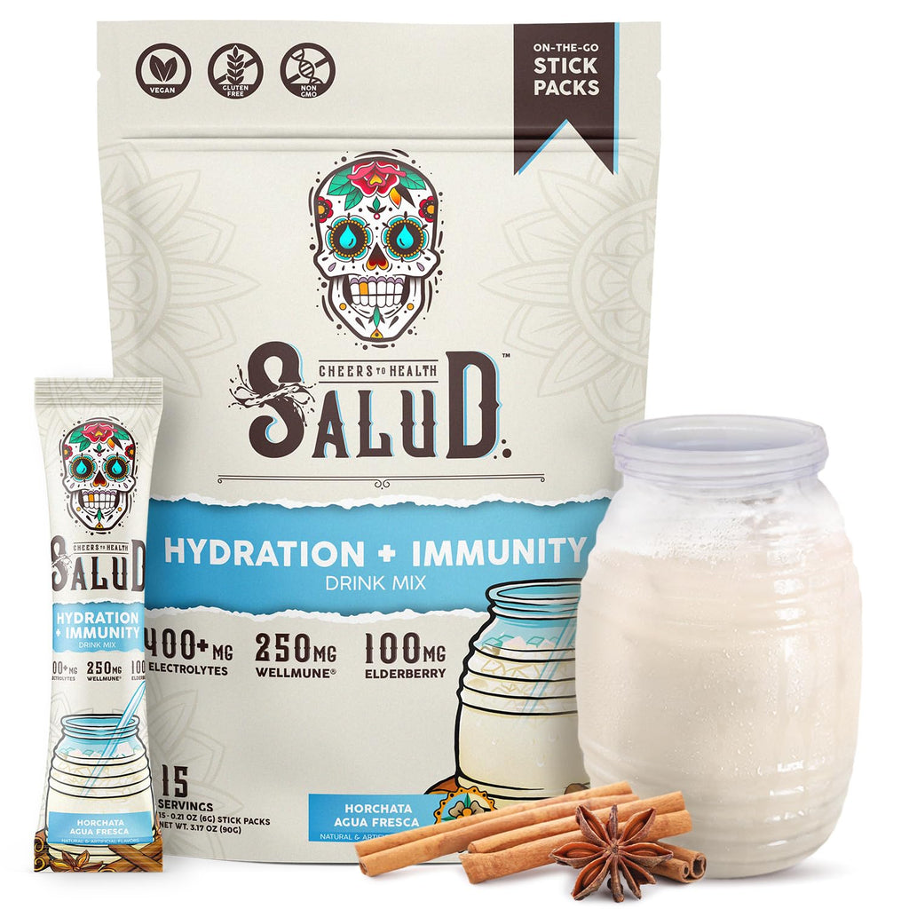 Salud 2-in-1 Hydration Packets + Immunity Electrolytes Powder, Horchata - Agua Fresca Drink Mix, Elderberry, Dairy & Soy Free, Non-GMO, Gluten Free, Vegan - FENGGESTORE20