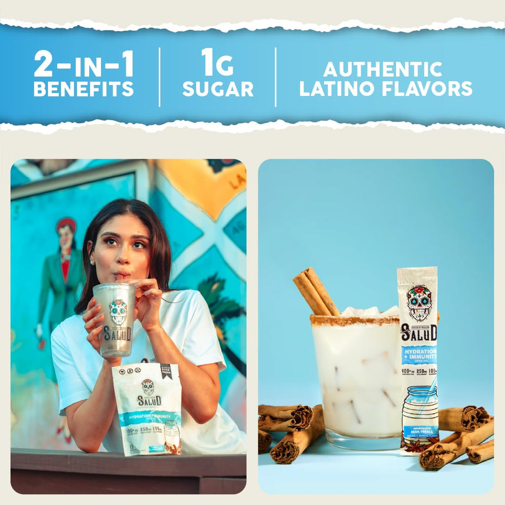 Salud 2-in-1 Hydration Packets + Immunity Electrolytes Powder, Horchata - Agua Fresca Drink Mix, Elderberry, Dairy & Soy Free, Non-GMO, Gluten Free, Vegan - FENGGESTORE20