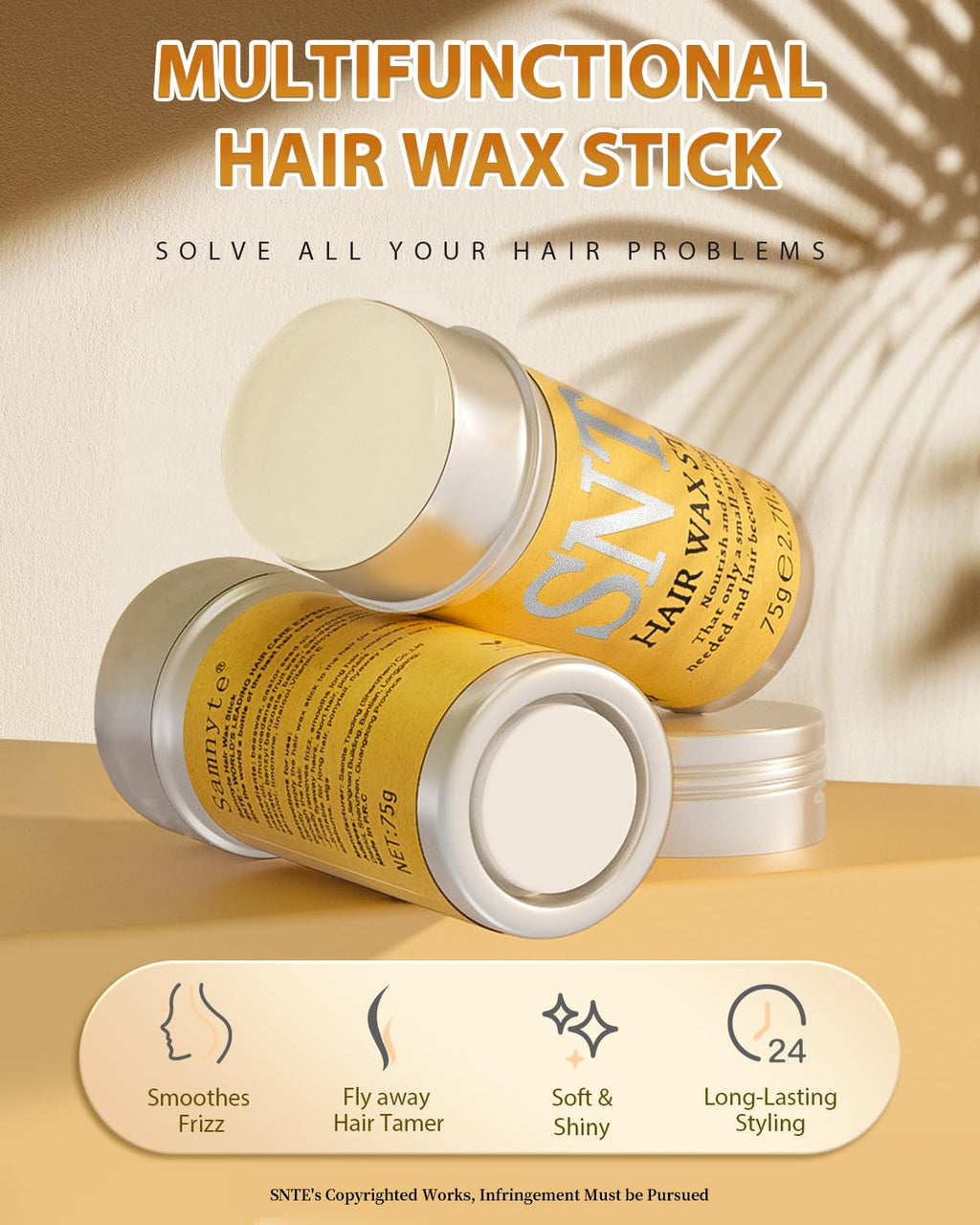 Samnyte Hair Wax Stick, Gel Tamer for Flyaways, Nourishing Slick Stick Pomade for Women & Kids, Slick Back & Styling Cream - FENGGESTORE20