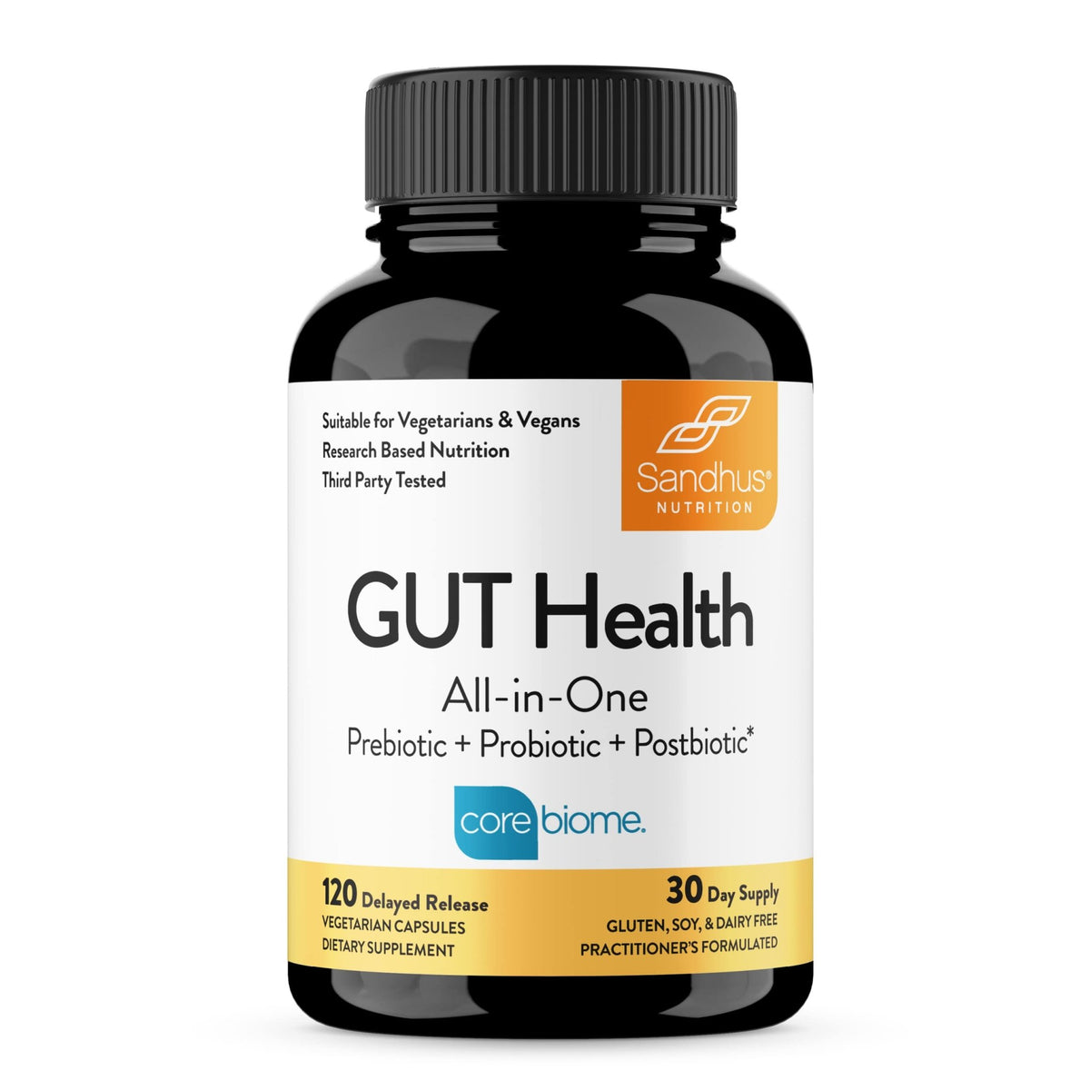 Sandhu's Gut Health - Prebiotic, Probiotic, Postbiotic & L-Glutamine | Digestive Health, Colon, Probiotic Total Supplements | 120 Delayed Release Capsules - FENGGESTORE20