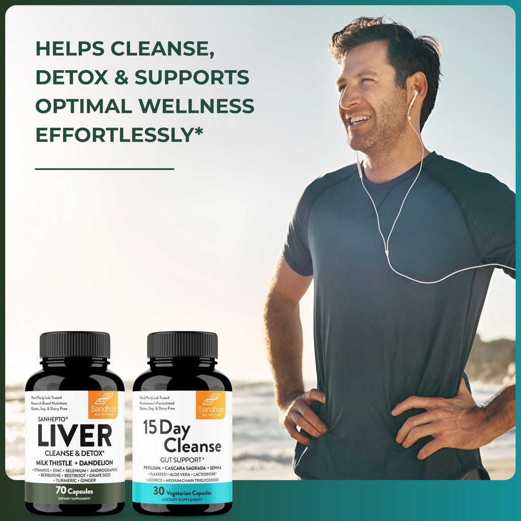 Sandhu's Liver Cleanse Detox & 15 Day Gut Cleanse Support Supplement for Women & Men | Supports Liver, Gut & Digestive Health - FENGGESTORE20