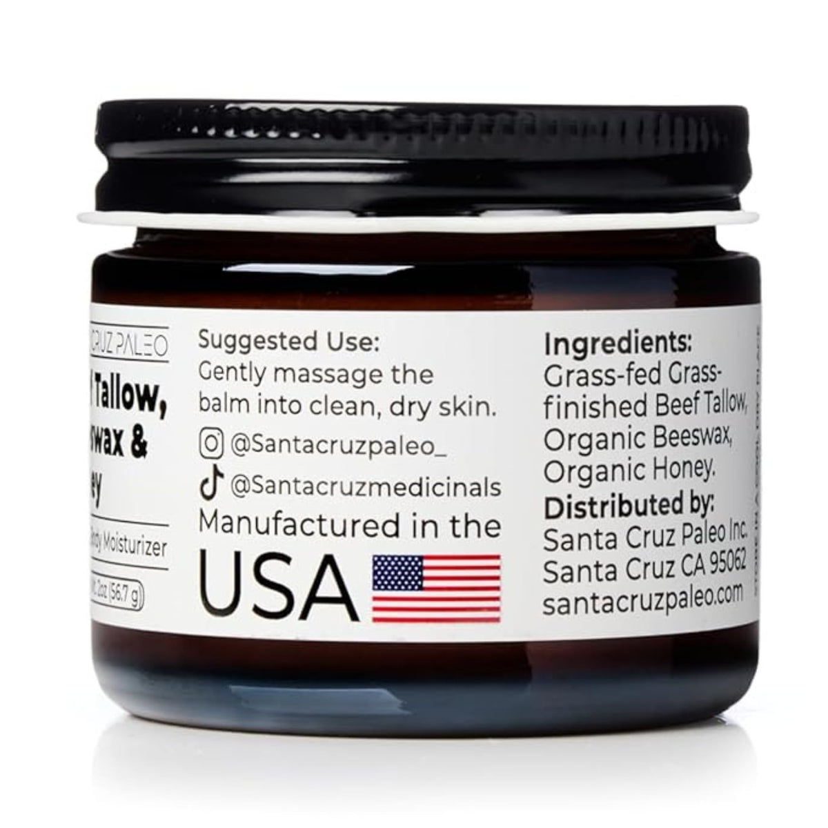 Santa Cruz Paleo, Beef Tallow, Beeswax & Honey Face Moisturizer, Organic, Unscented Grassfed Beef Tallow Skin Care, Sunscreen Free - FENGGESTORE20
