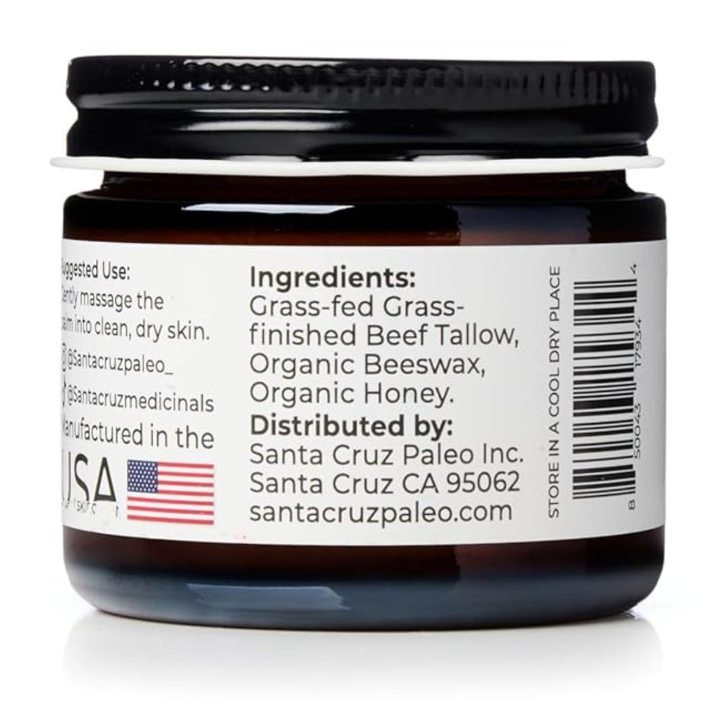 Santa Cruz Paleo, Beef Tallow, Beeswax & Honey Face Moisturizer, Organic, Unscented Grassfed Beef Tallow Skin Care, Sunscreen Free - FENGGESTORE20