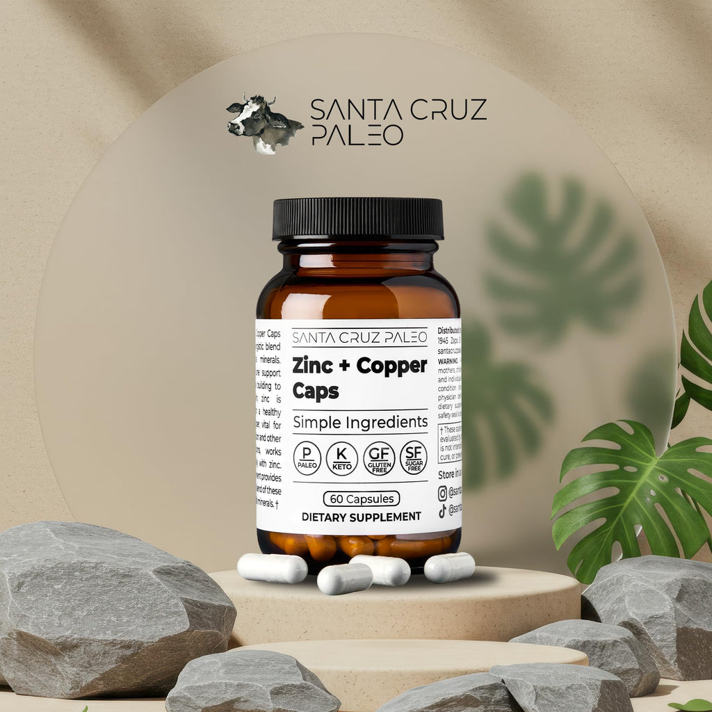 Santa Cruz Paleo, Zinc & Copper Mineral Supplement, High Absorption Formula, Zinc Supplement for Skin & Hair, L Methionine, Copper Gluconate, Trace Minerals - FENGGESTORE20