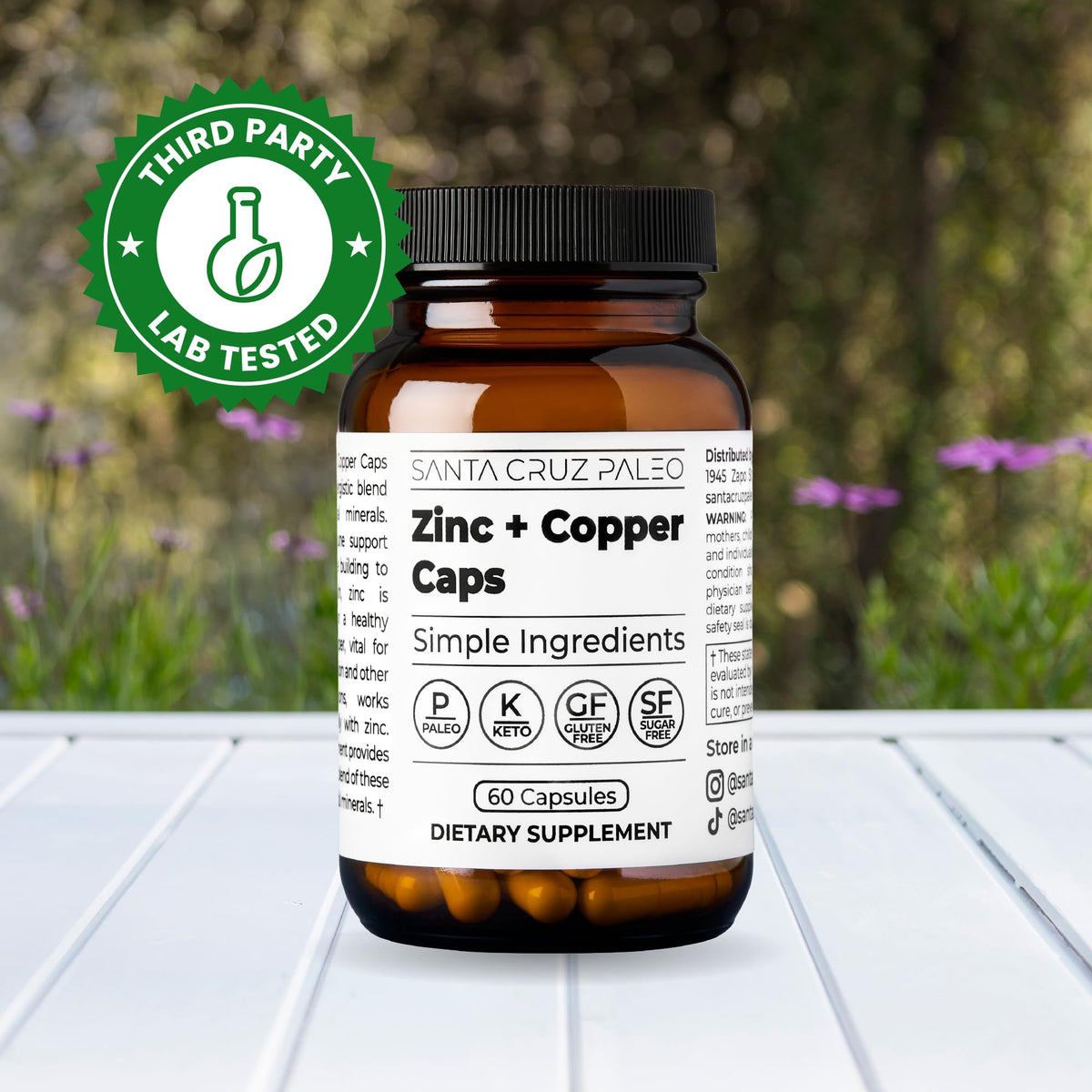 Santa Cruz Paleo, Zinc & Copper Mineral Supplement, High Absorption Formula, Zinc Supplement for Skin & Hair, L Methionine, Copper Gluconate, Trace Minerals - FENGGESTORE20