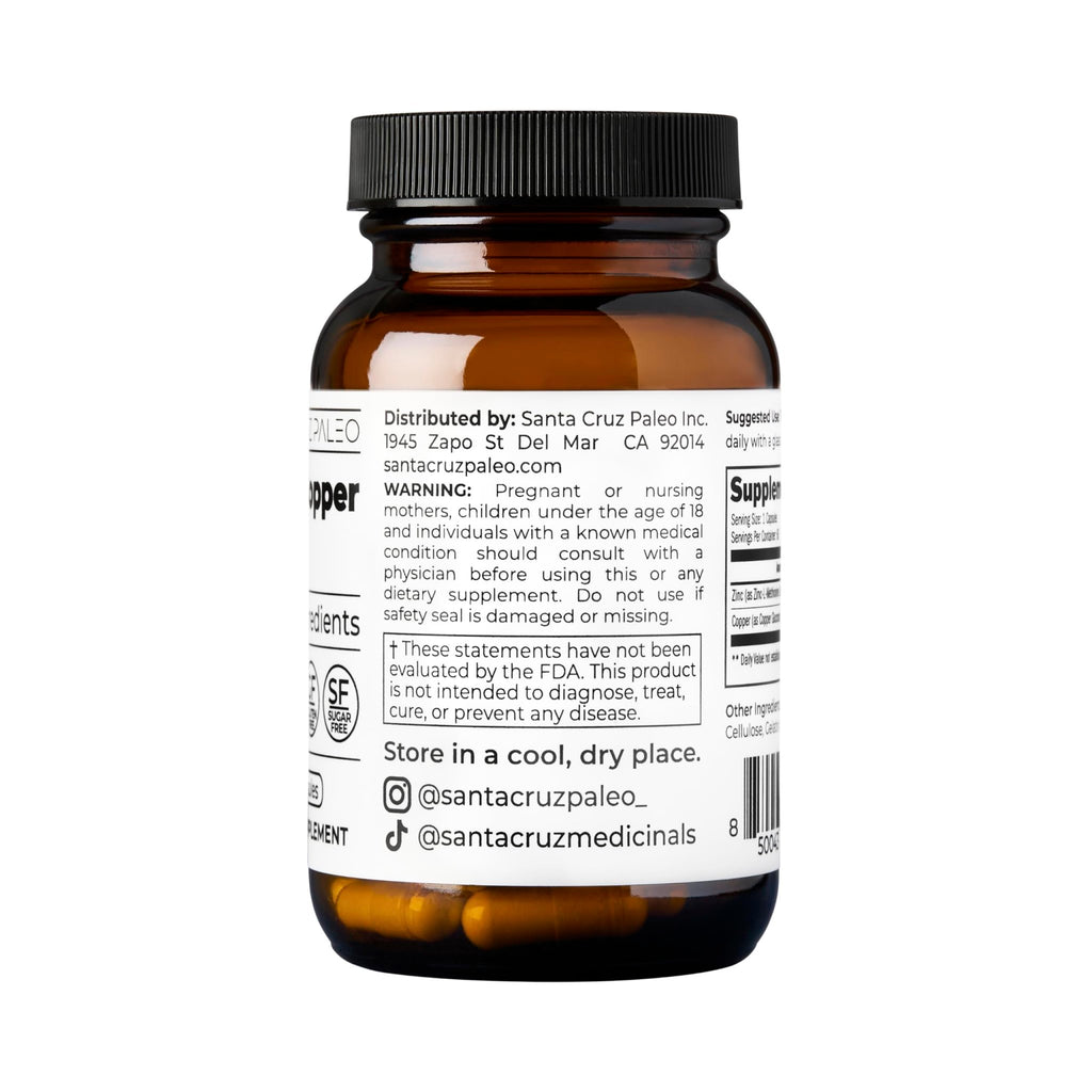 Santa Cruz Paleo, Zinc & Copper Mineral Supplement, High Absorption Formula, Zinc Supplement for Skin & Hair, L Methionine, Copper Gluconate, Trace Minerals - FENGGESTORE20