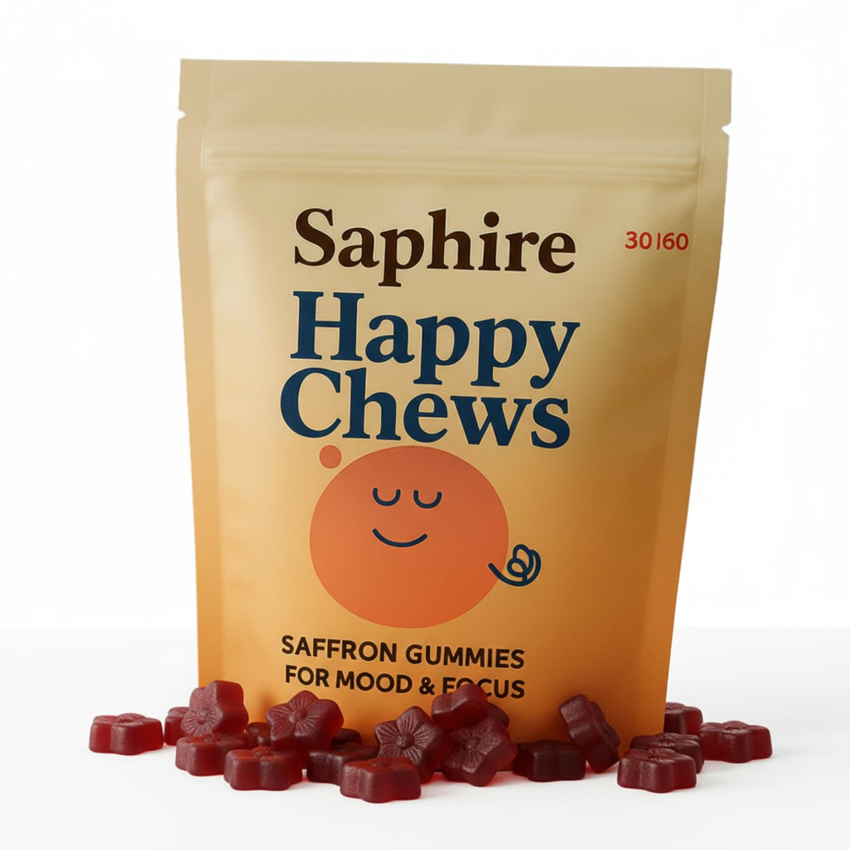 SAPHIRE HAPPY CHEWS Saffron Gummies for Kids | Supports Mood, Calm & Focus | Saffron Extract, Passionflower, St. John’s Wort & GABA - FENGGESTORE20